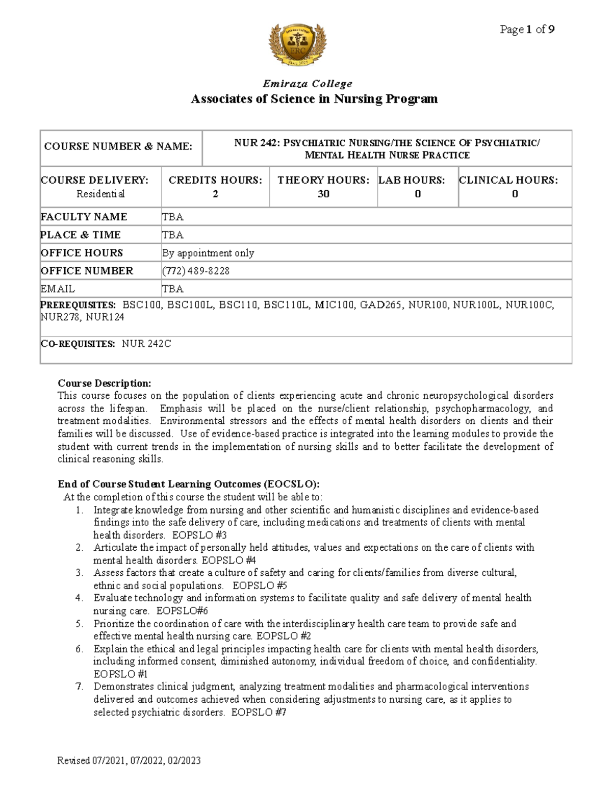 NUR 242 Psychiatric Nursing THE Science OF Psychiatric Mental Health   Thumb 1200 1553 