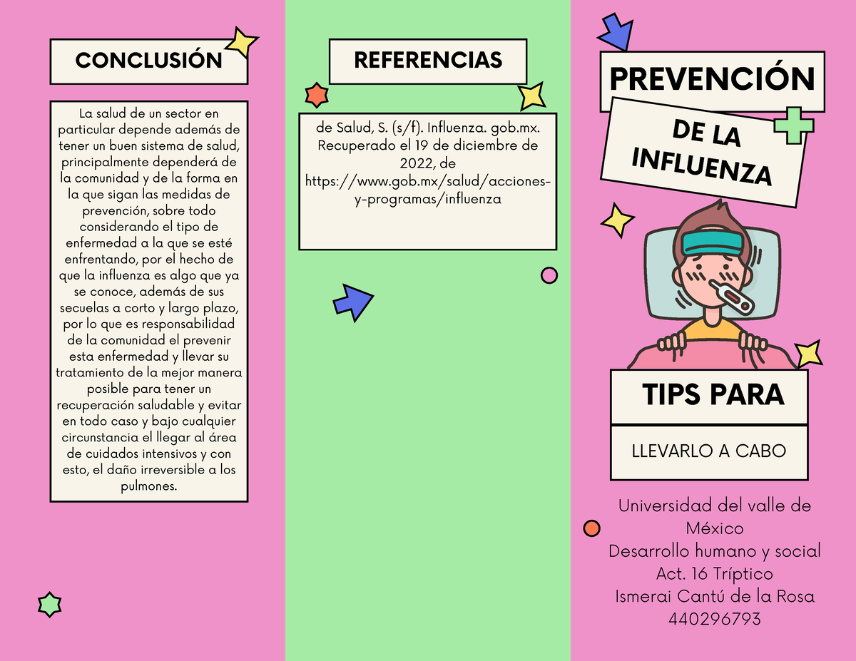 Actividad 16 Tríptico PrevenciÓn De La Influenza Tips Para Llevarlo