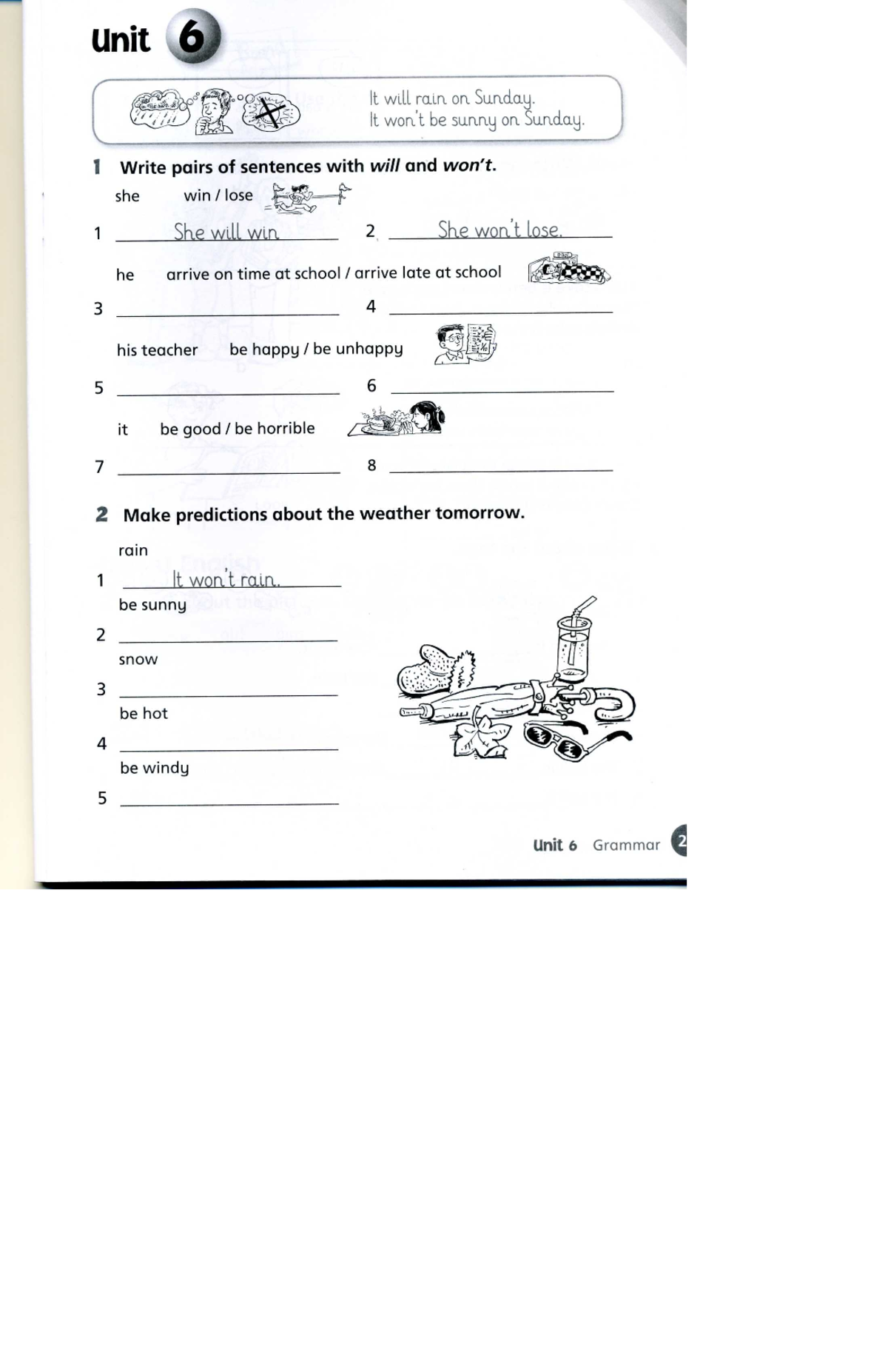 homework101kjhbn - Unit 6 It will rain on Sunday. It be sunny on Sunday ...