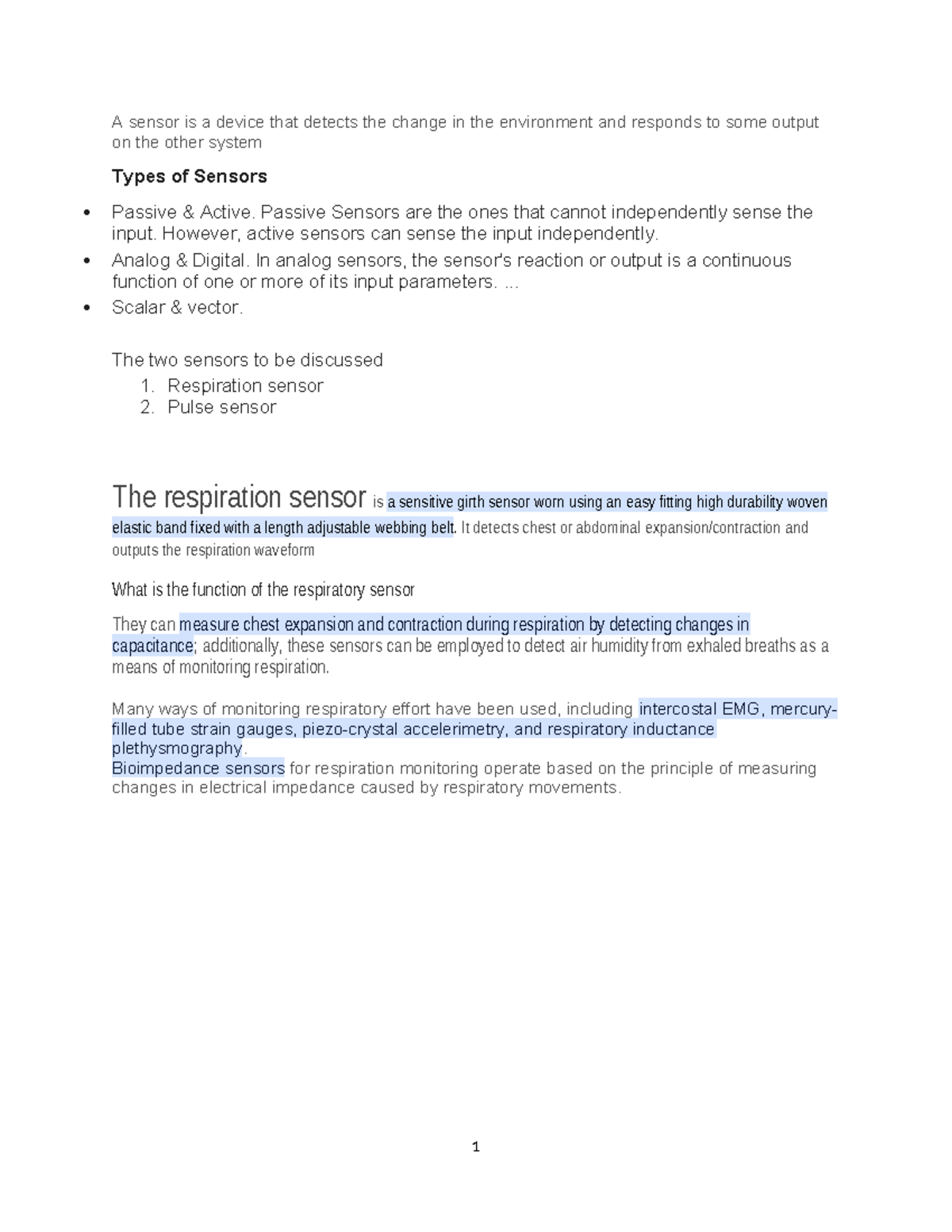 Respiration sensor - laboratory equipment - A sensor is a device that ...