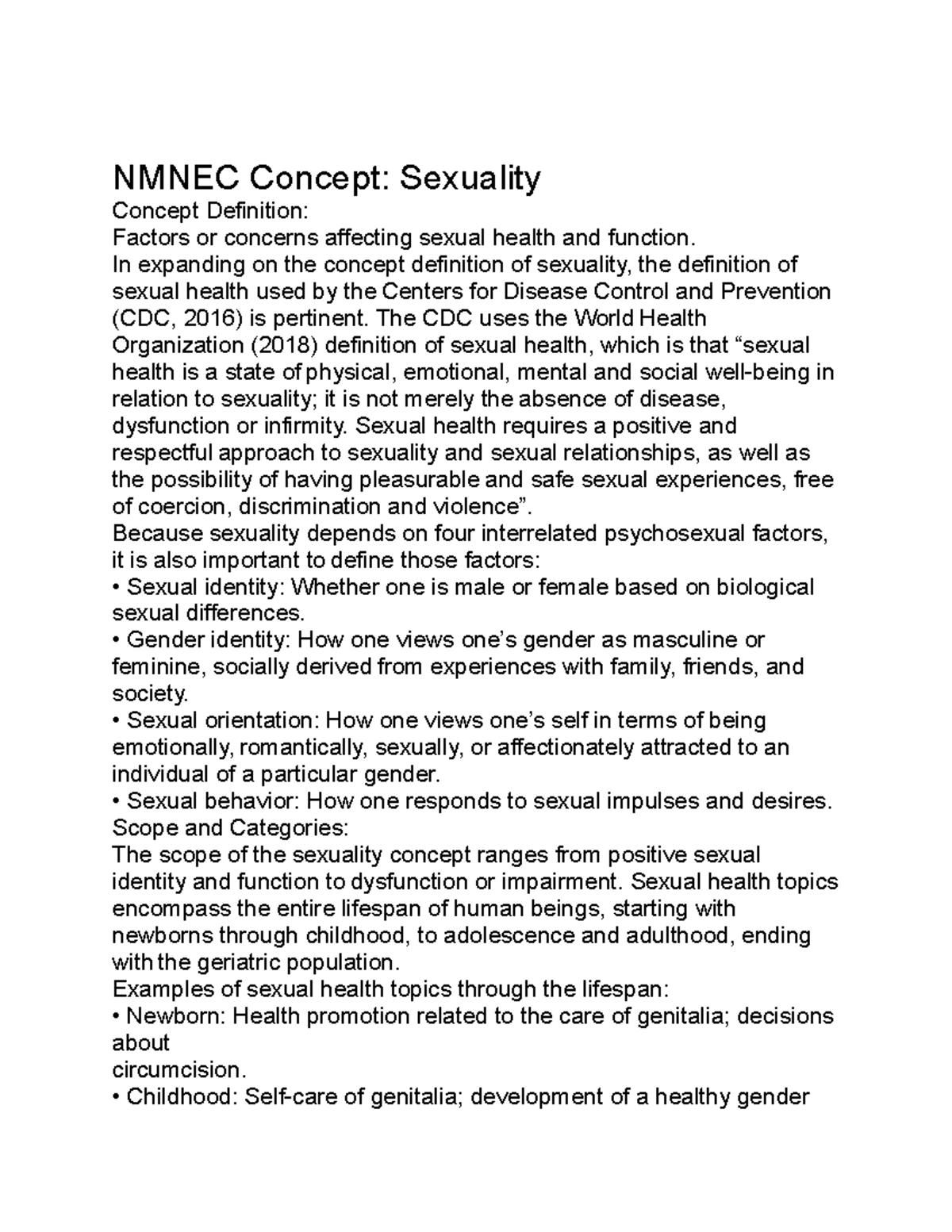 Sexuality Notes Nmnec Concept Sexuality Concept Definition Factors