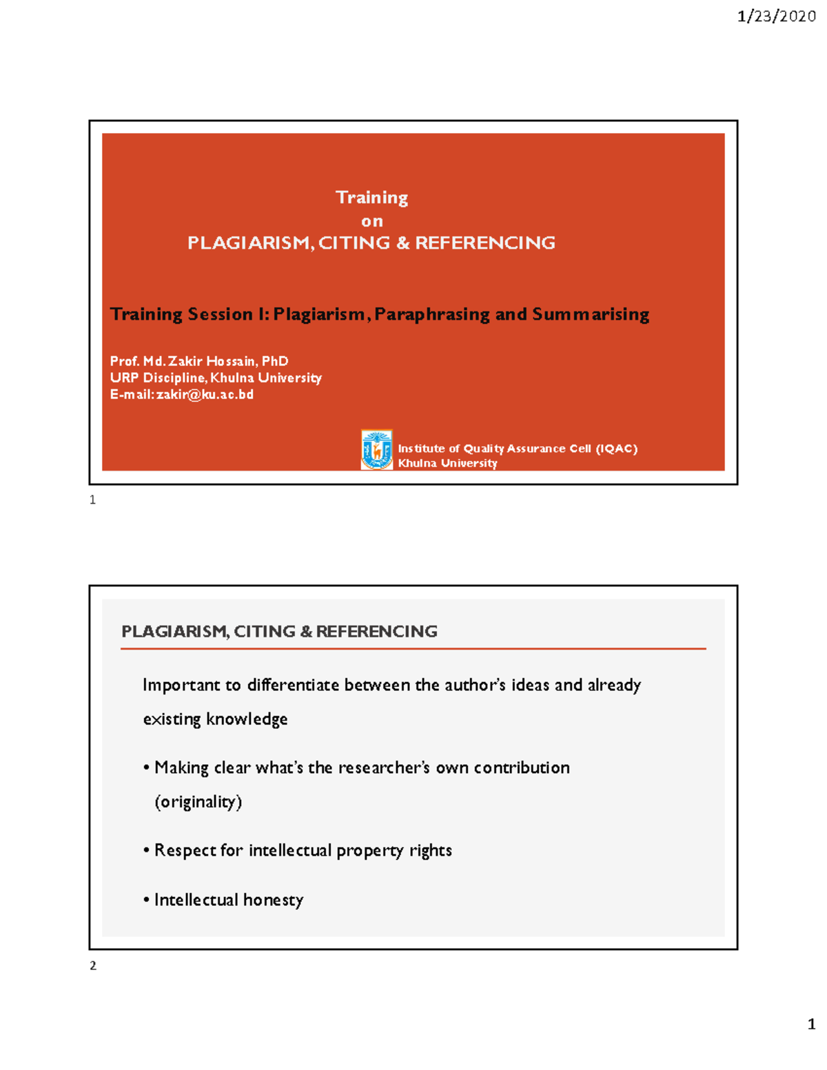 Handouts Plagiarism Lecture Studocu