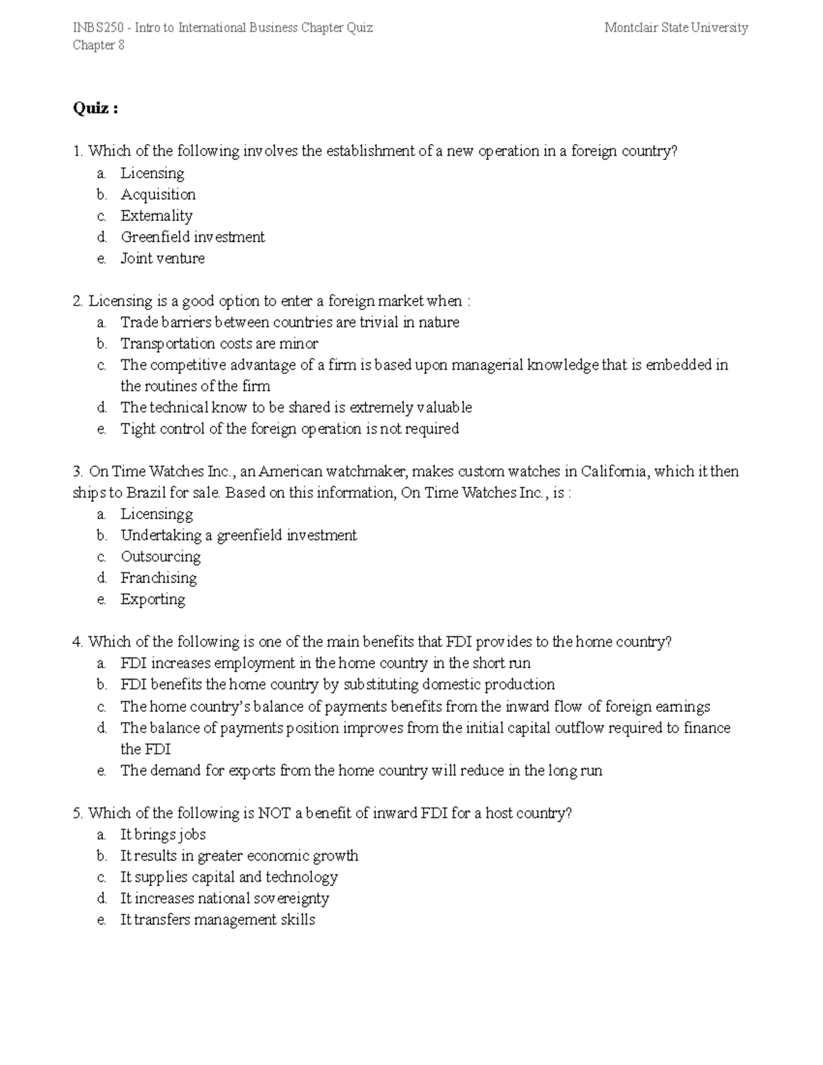 INBS250 - Chapter 8 Quiz, Answers - Chapter 8 Quiz : Which of the ...