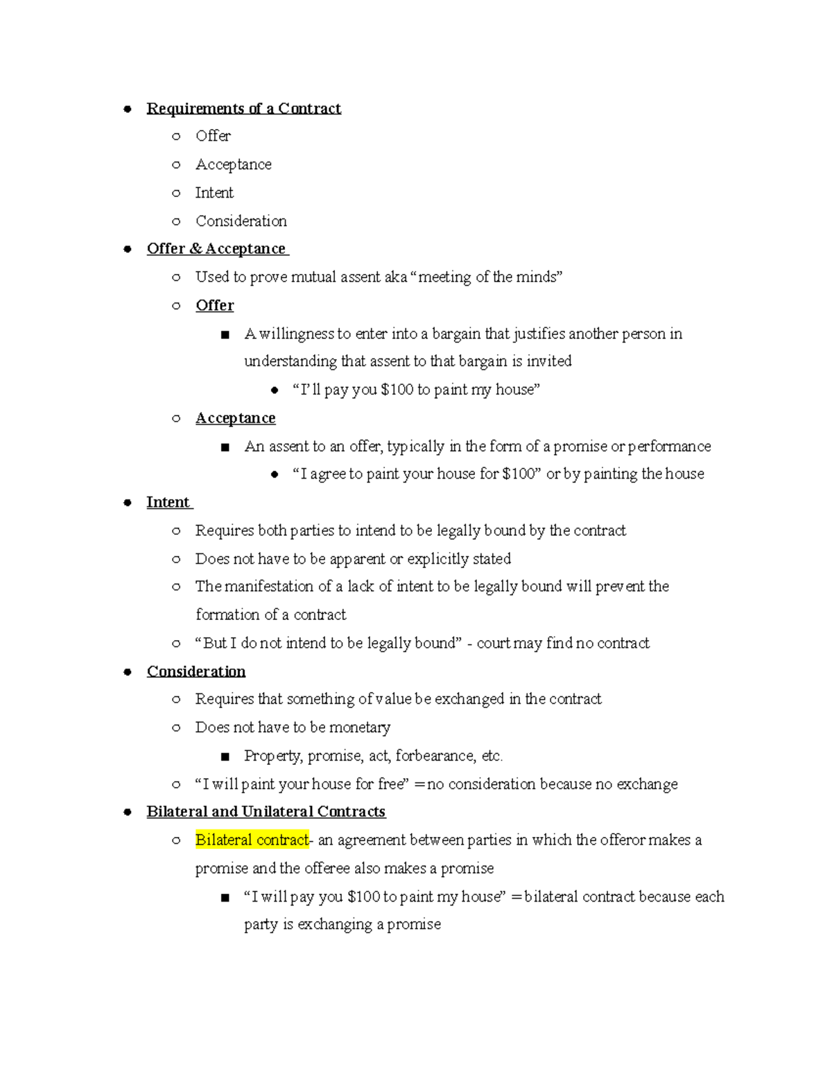 Contracts 2021- Basics - Requirements of a Contract Offer Acceptance ...