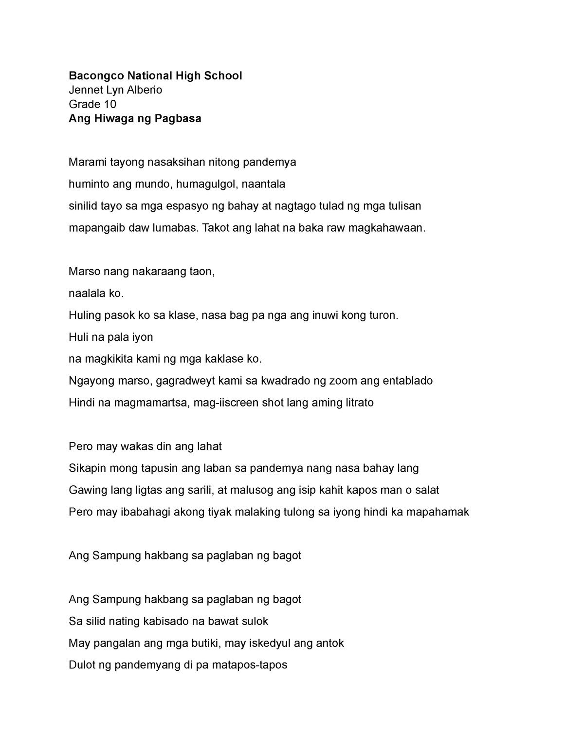 Ang Hiwaga Ng Pagbasa - SAMPLE SCRIPT FOR DEPED DOSE SA ERE - Bacongco ...