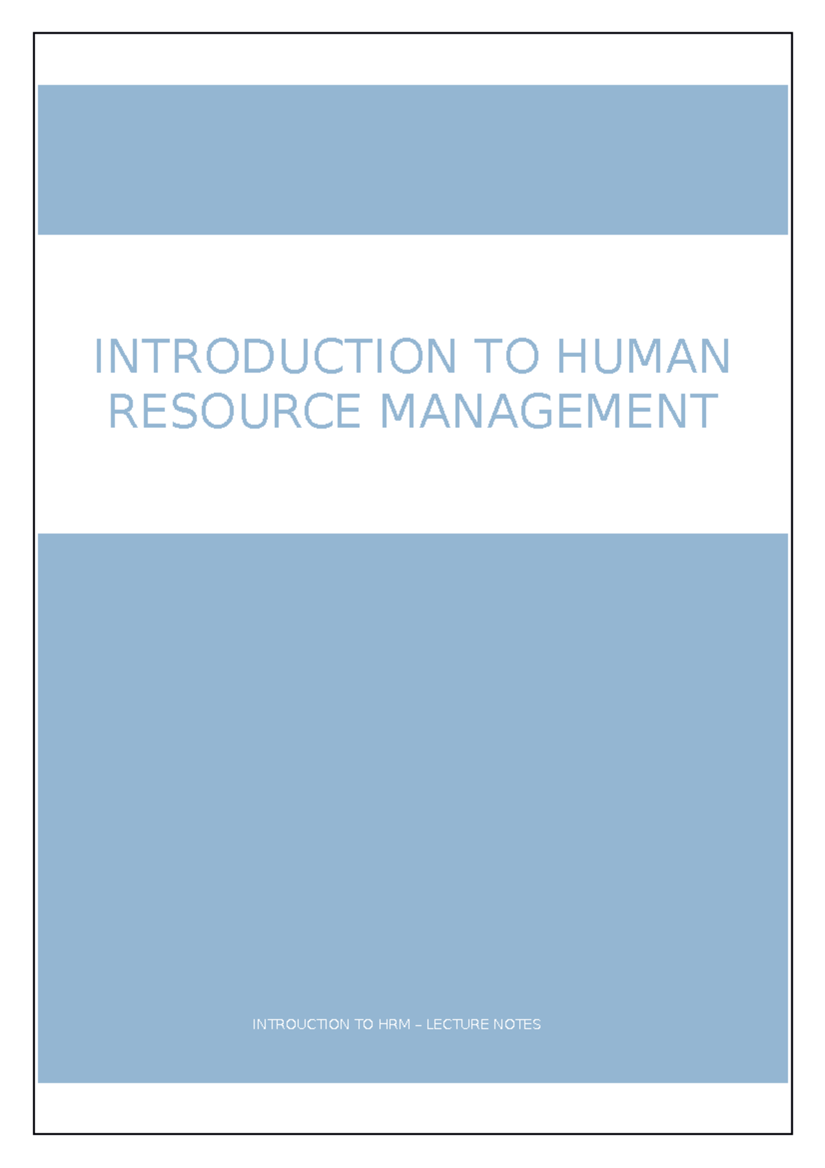 human resource management assignment introduction