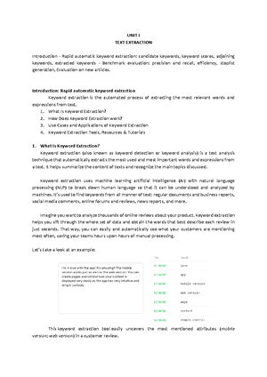 UNIT I Text analytics - UNIT I TEXT EXTRACTION Introduction - Rapid ...
