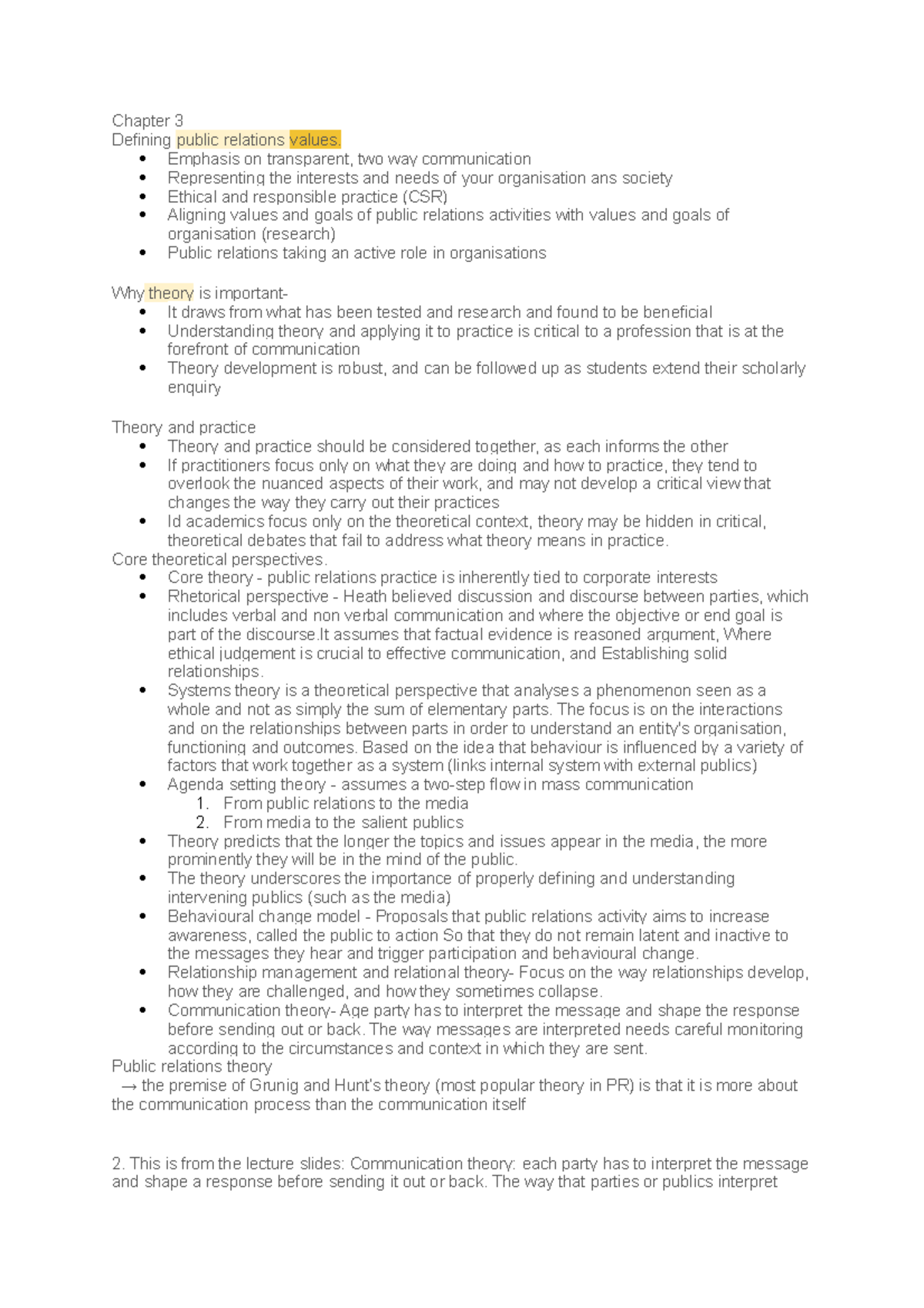 Chapter 3 PR - Chapter 3 Defining public relations values. Emphasis on ...