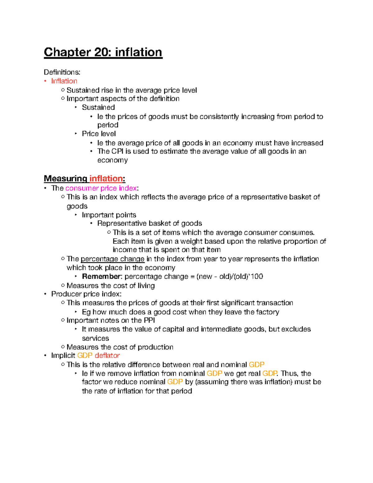 Textbook+summary+week+3 - Chapter 20: inflation Definitions: Inflation ...