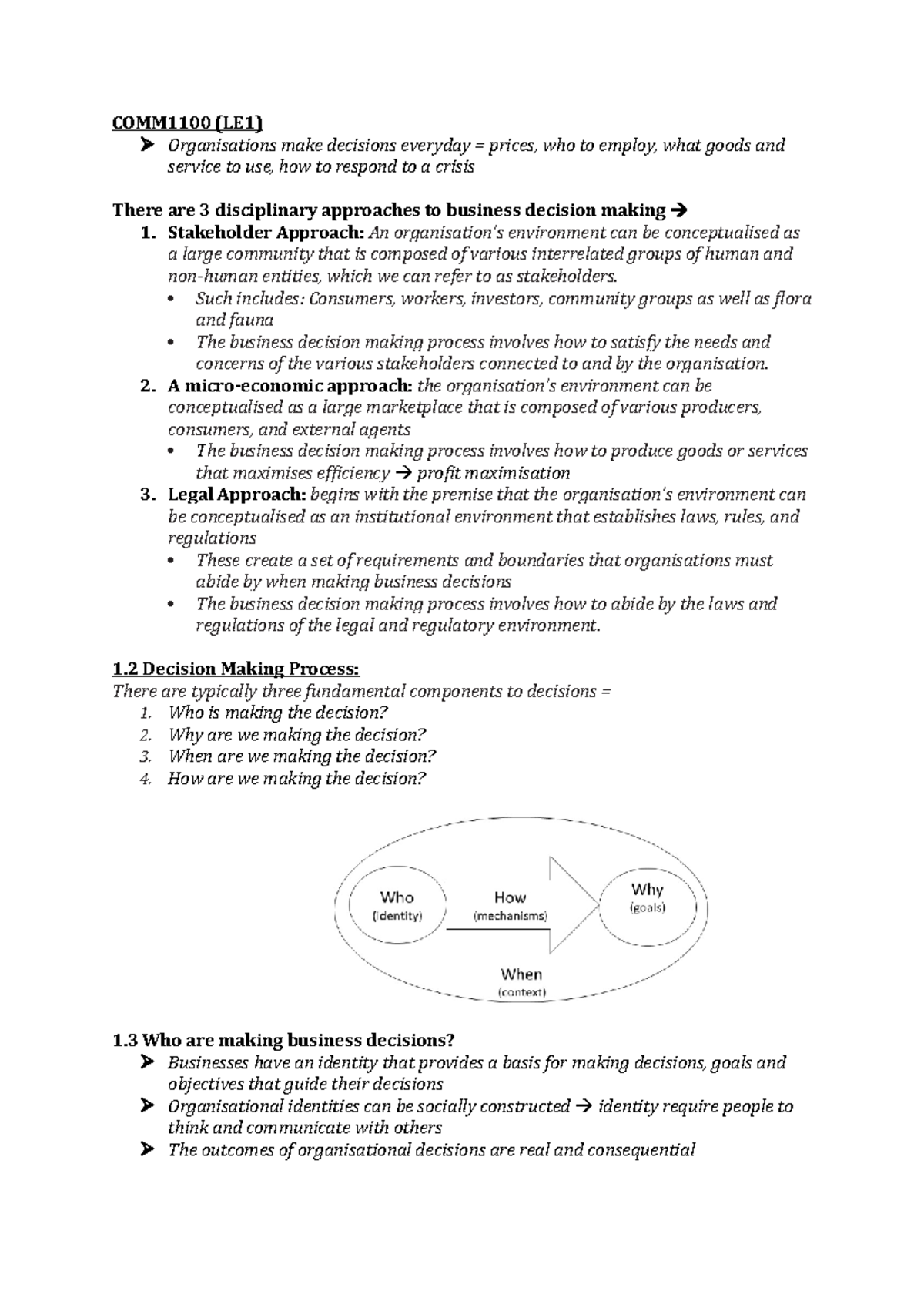 WEEK 1 - WEEK 1 Notes Lecture - COMM1100 (LE1) Organisations make ...