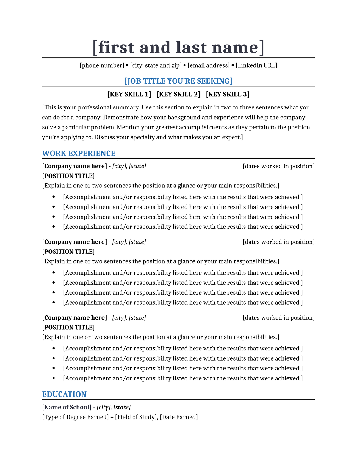 Resume Template - Everything - [first and last name] [phone number ...