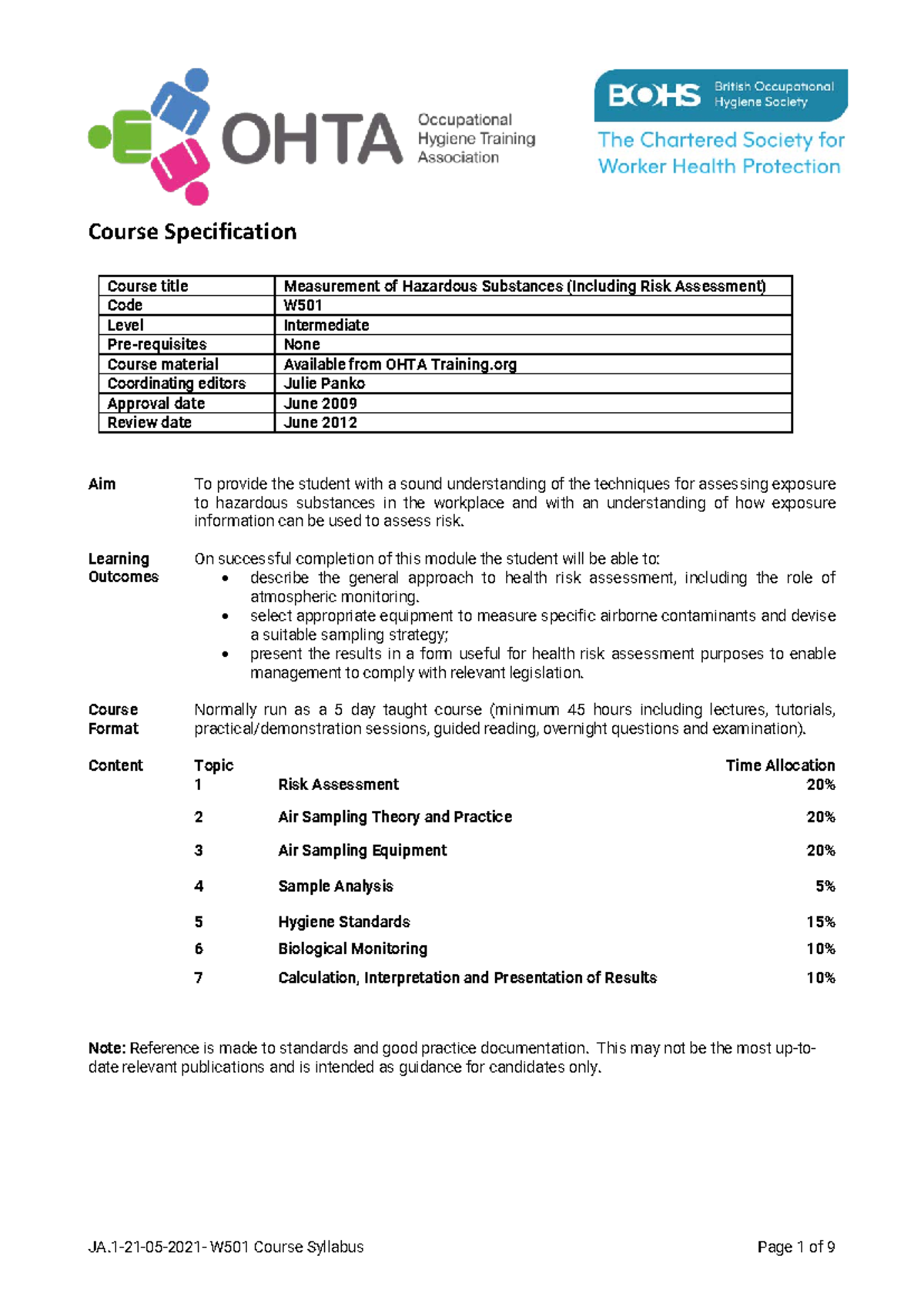 JA - Summary Development Studies - Course Specification Course title ...