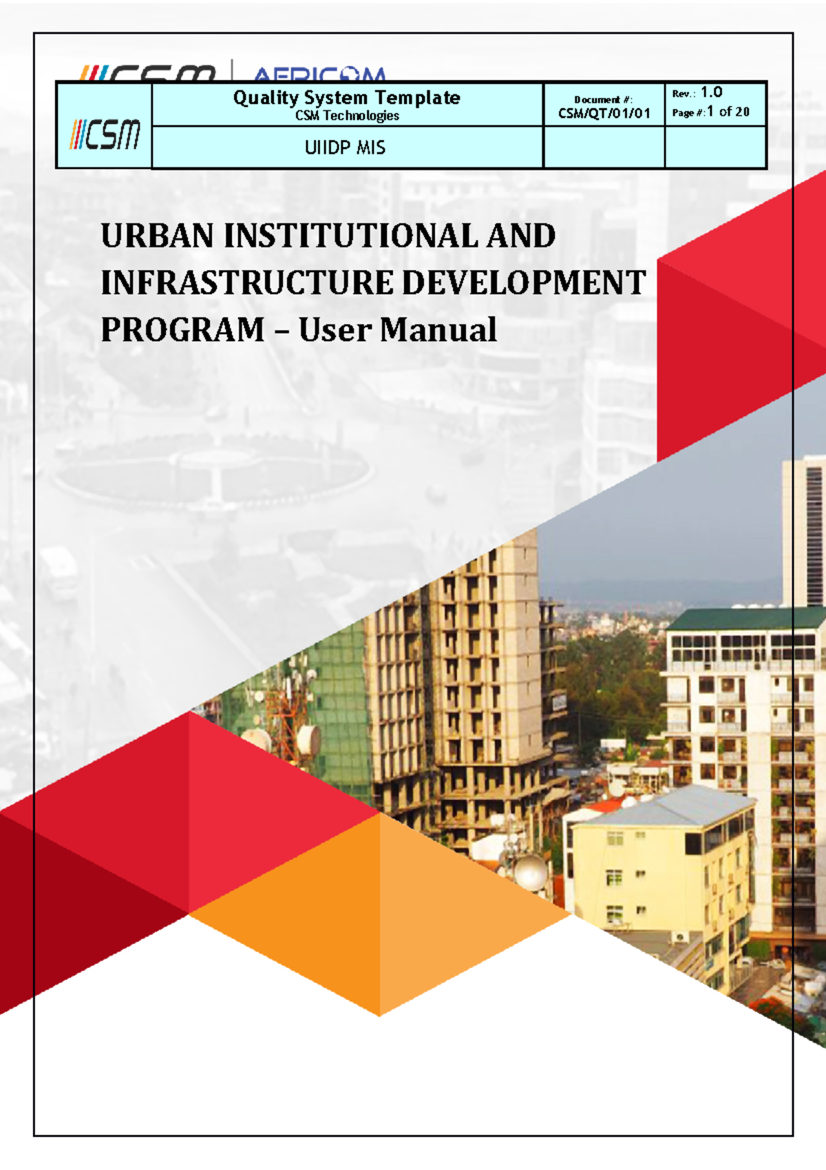 Uiidp Urban Land Management UM Quality System Template CSM