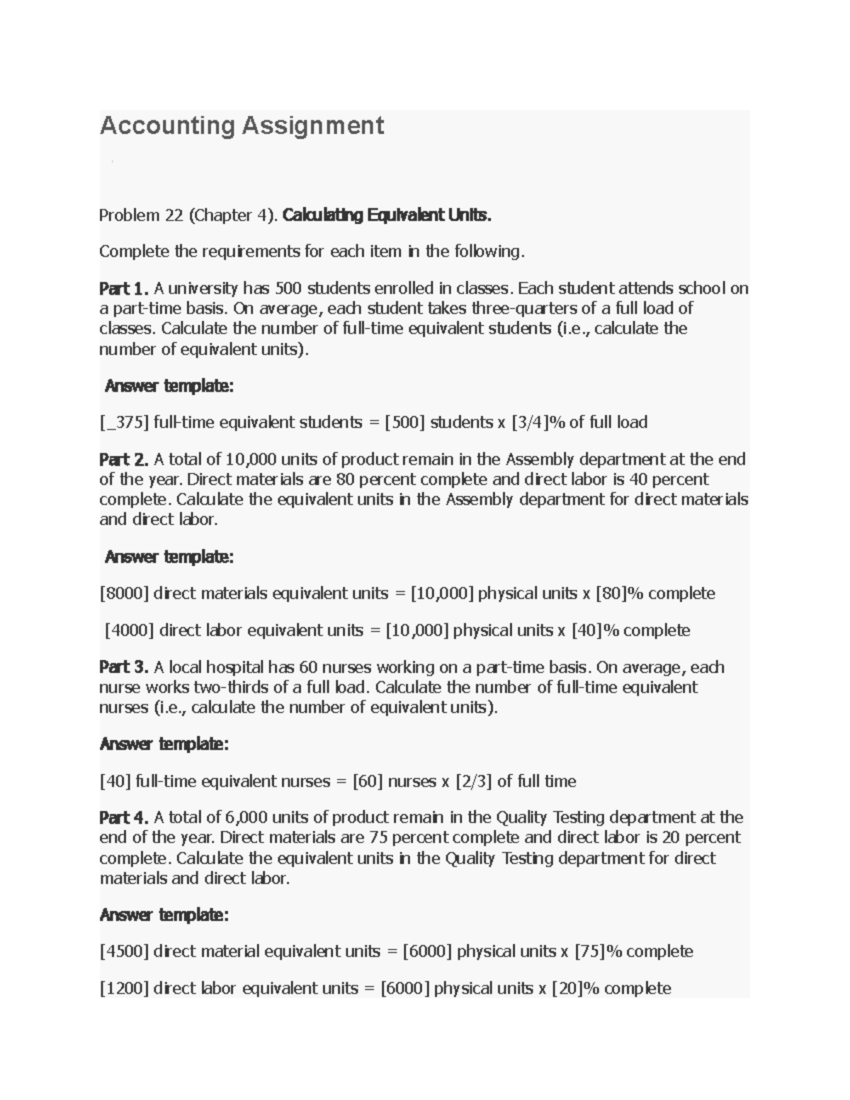 Accounting Assignment Unit 3 Accounting Assignment Problem 22