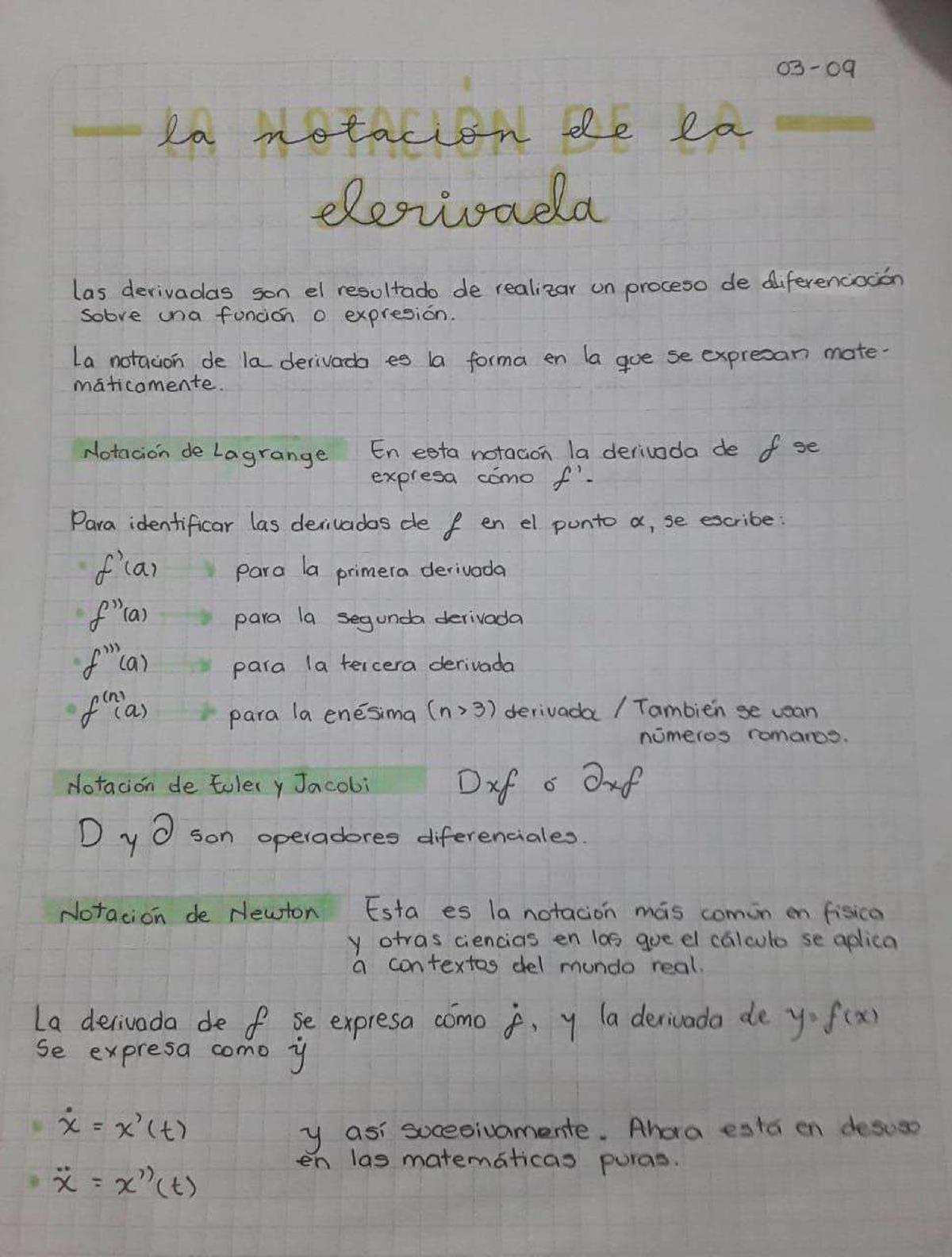 Notación de la derivada - Calculo Diferencial - Studocu