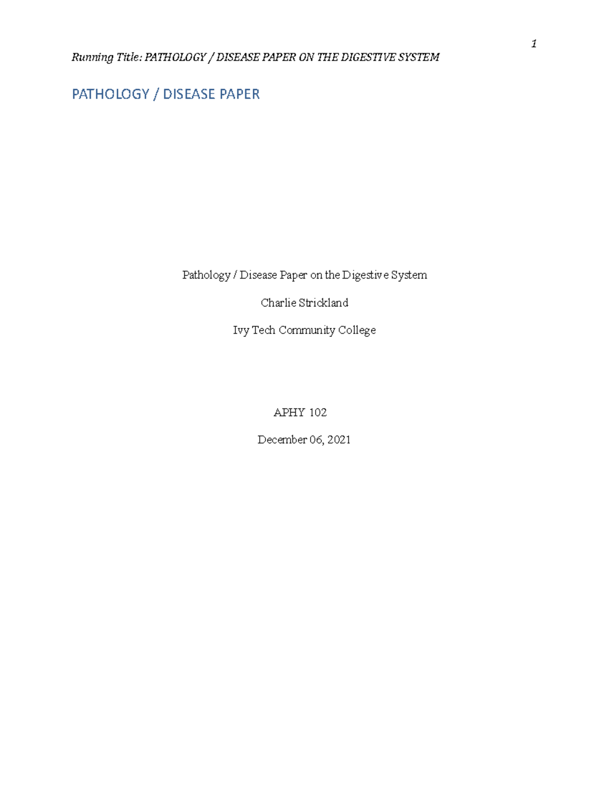 Pathology Disease Paper on Gastroesophageal Reflux Disease - Studocu