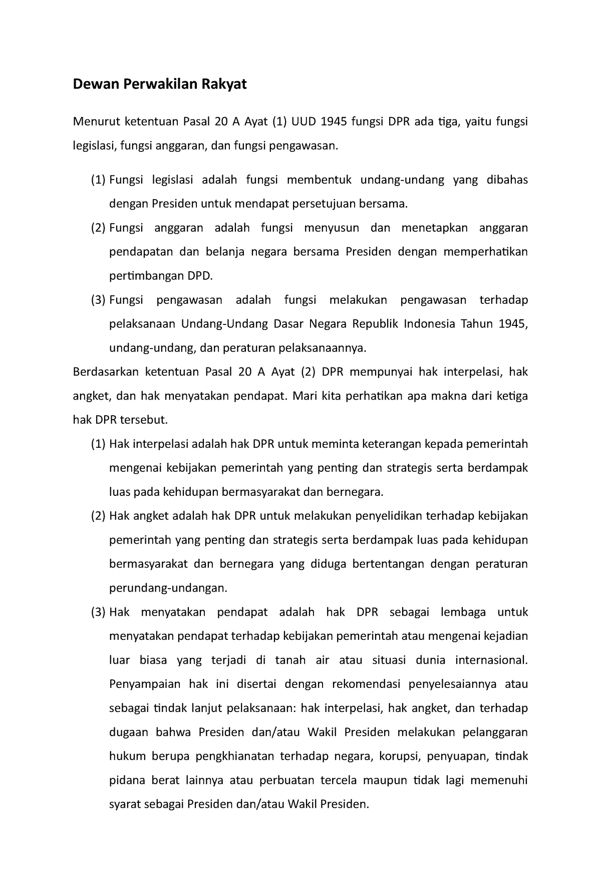 Dewan Perwakilan Rakyat Dewan Perwakilan Rakyat Menurut Ketentuan