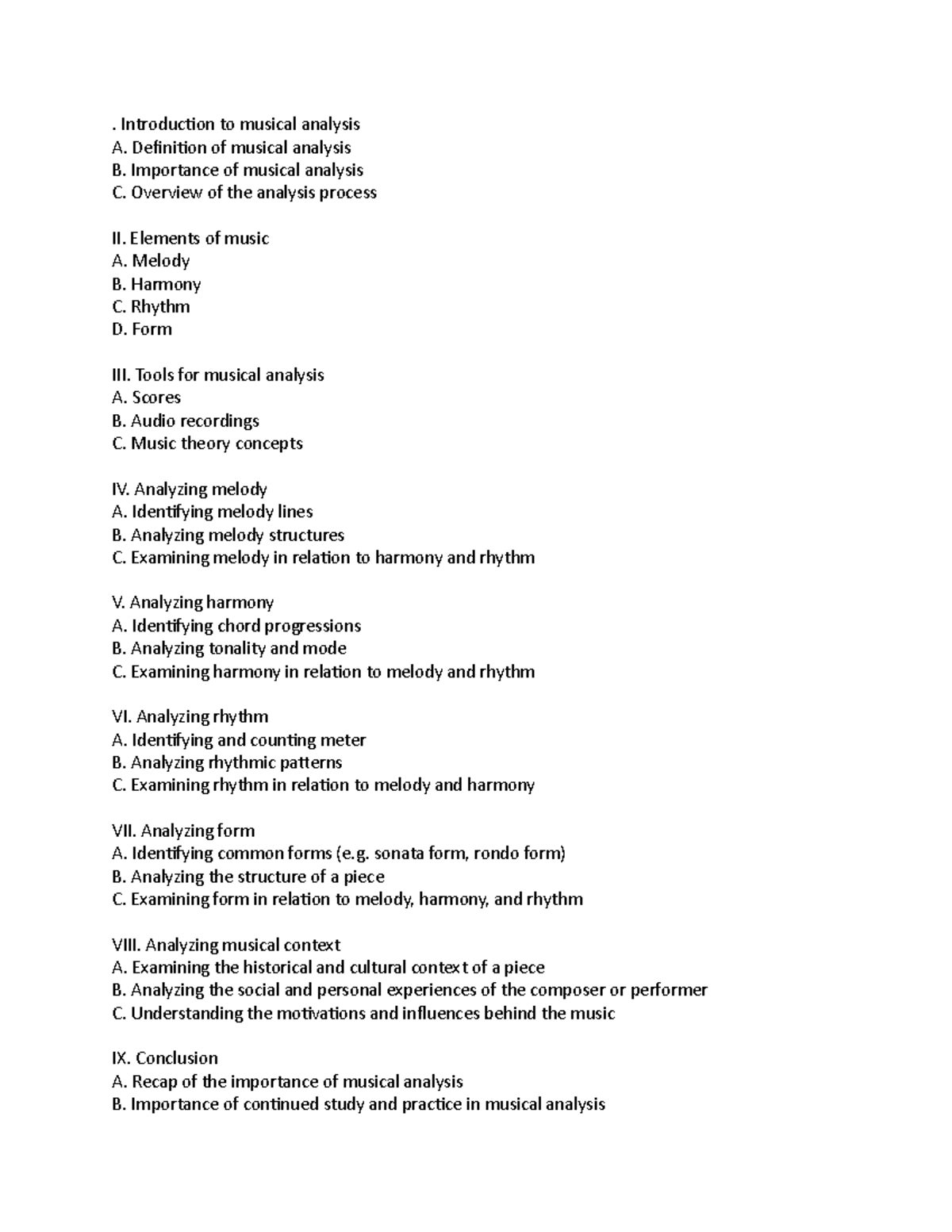 Music analysis - . Introduction to musical analysis A. Definition of