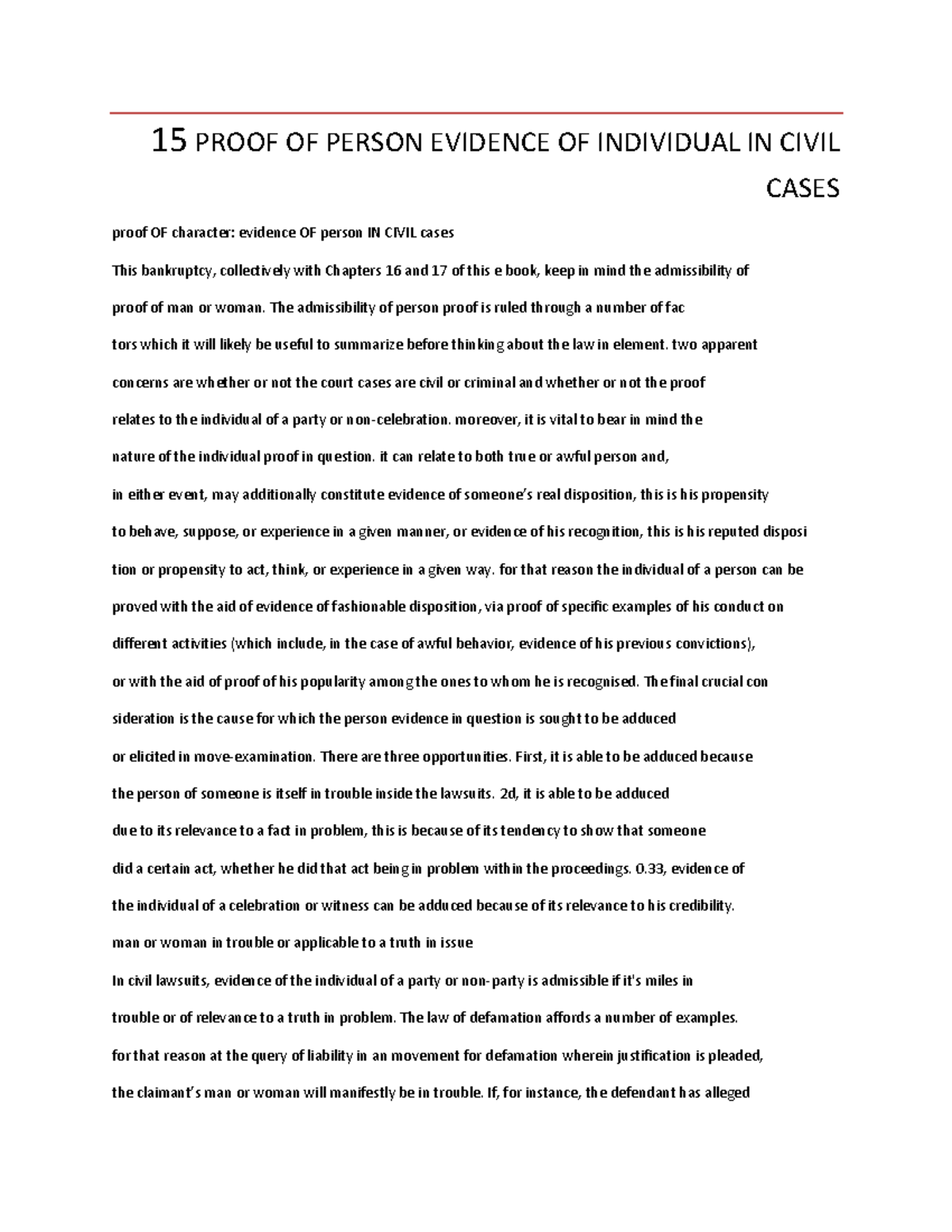 15 proof of person evidence of individual in civil cases - 15 PROOF OF ...
