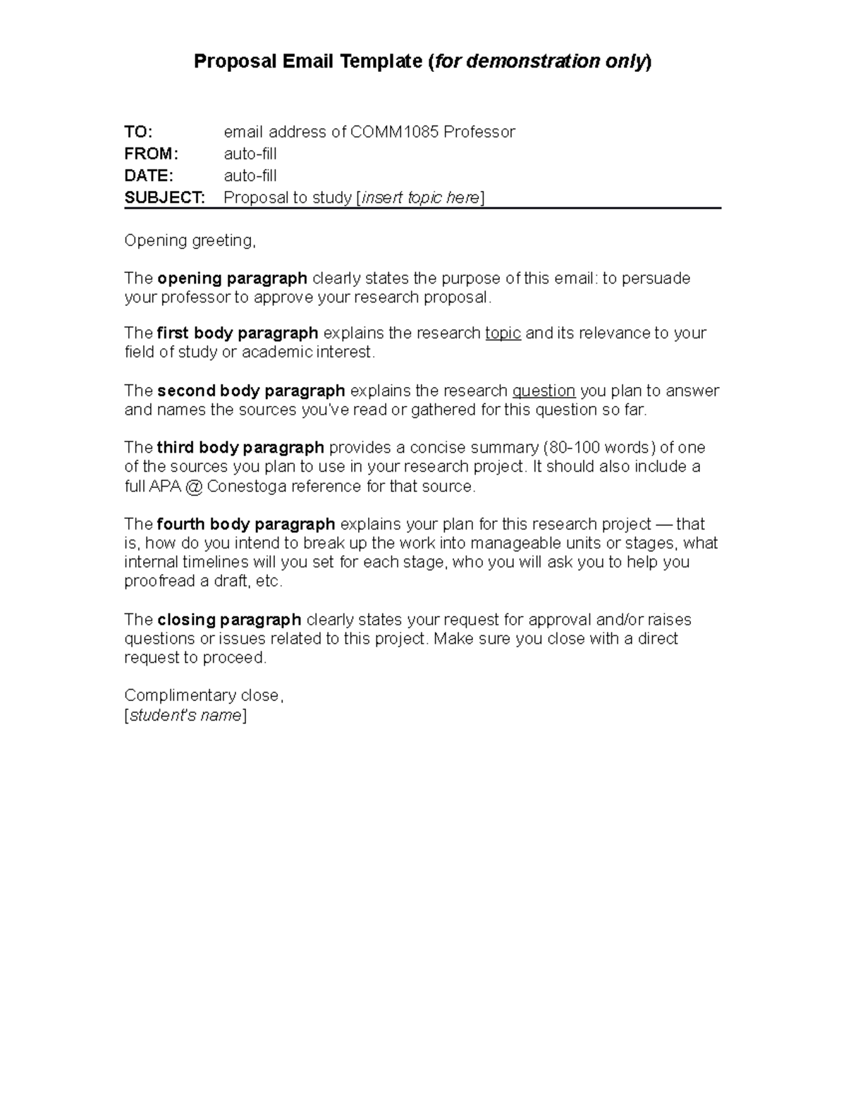 COMM26 Proposal Email Template - Proposal Email Template (for