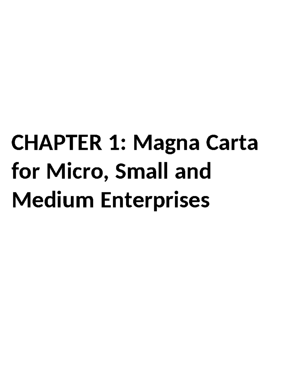 Chapter 1 magna carta for msmes 1 - CHAPTER 1: Magna Carta for Micro ...