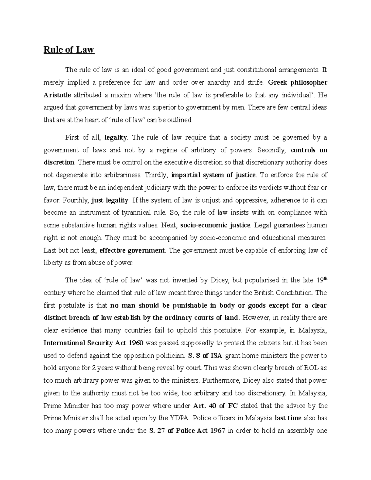 Rule of Law - The rule of law is the political philosophy that all ...