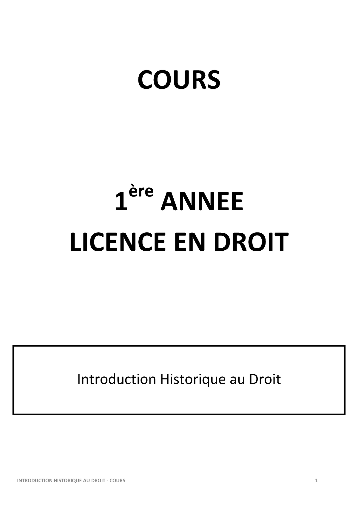 Introduction Historique Au Droit - COURS 1 ère ANNEE LICENCE EN DROIT ...