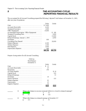 Accounting 101 Chapter 7 TEST Answers - True/False 1.)Cash Equivalents ...