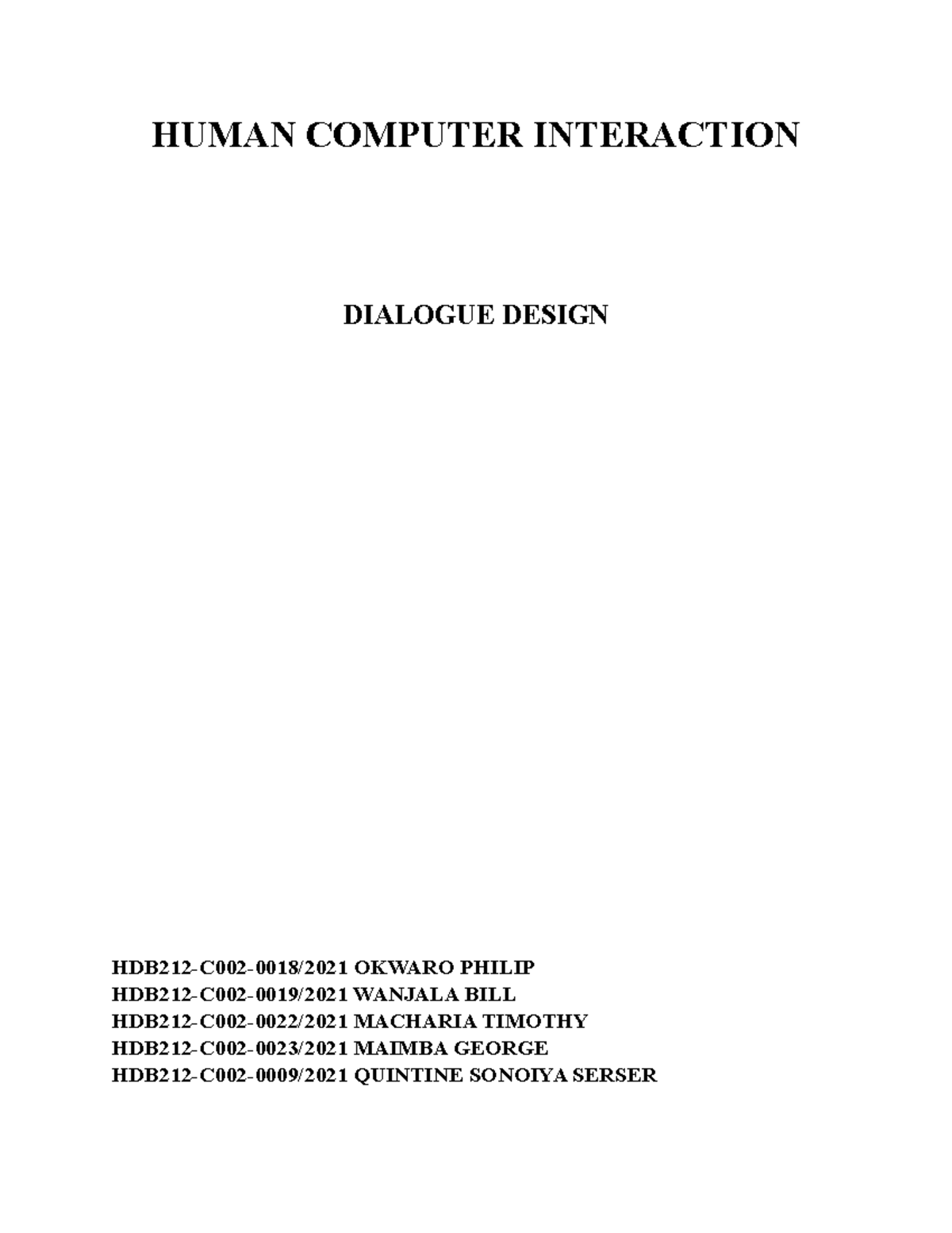 Human Computer Interaction Business information technology JKUAT