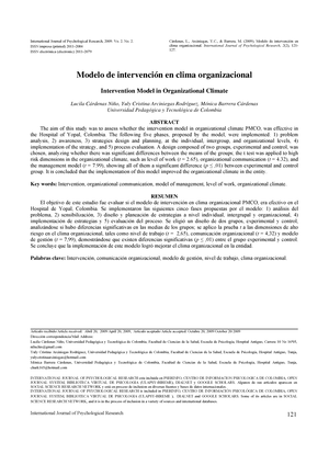 Dialnet-Modelo De Intervencion En Clima Organizacional-5134720 - ISSN  impresa (printed) 2011- ISSN - Studocu