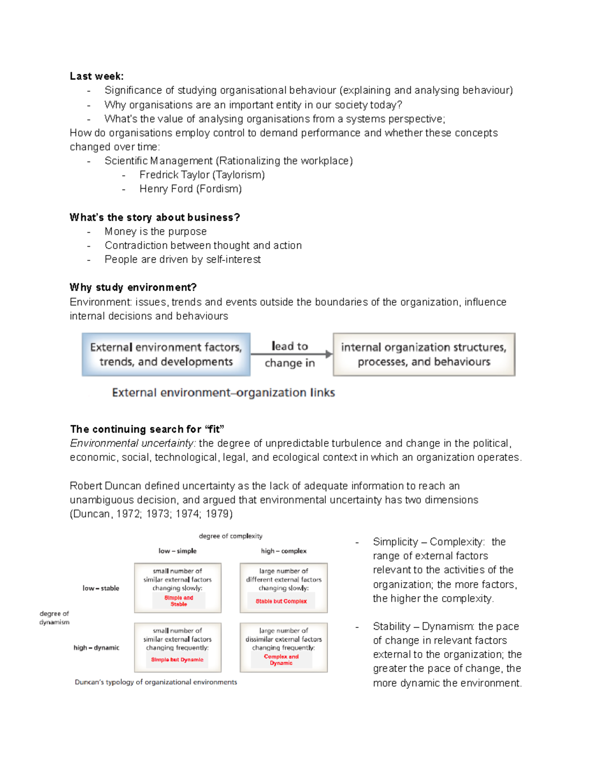 Lecture 2 - Organizational Environment - Last week: - Significance of ...