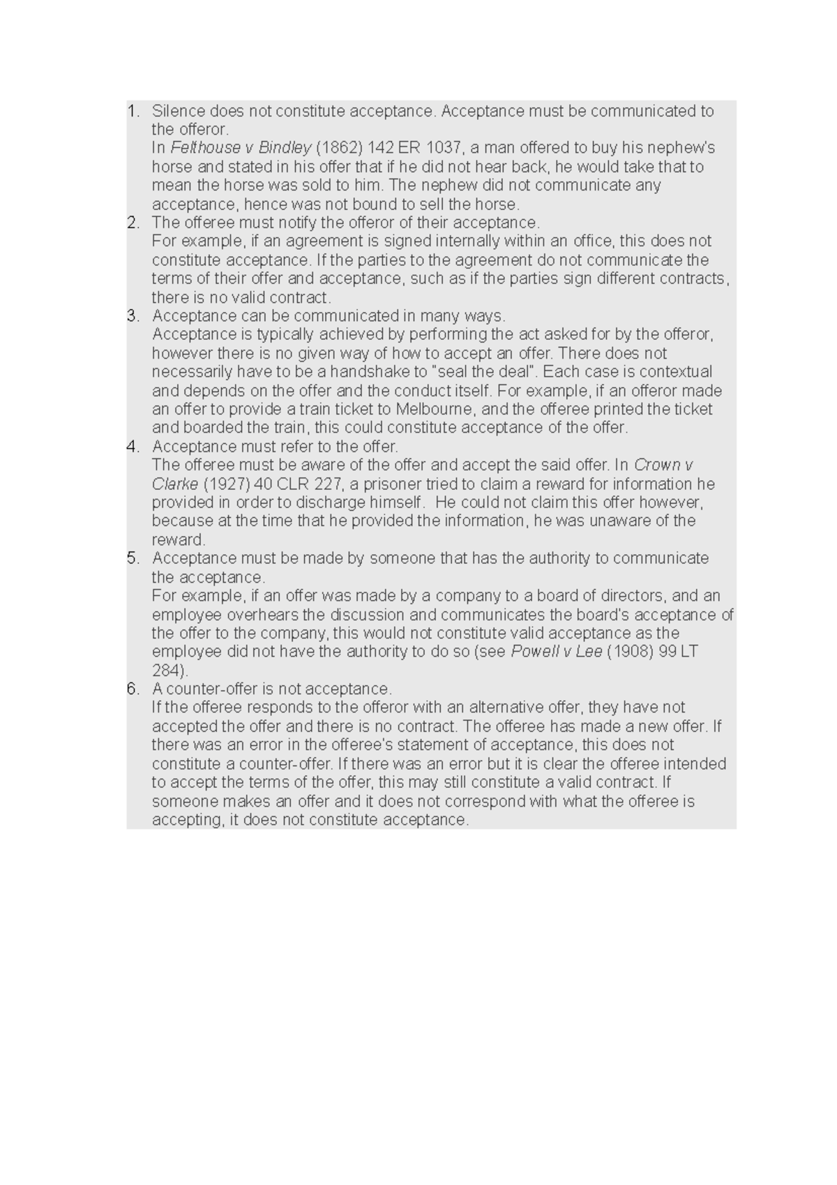 Acceptance - Notes - Silence does not constitute acceptance. Acceptance ...
