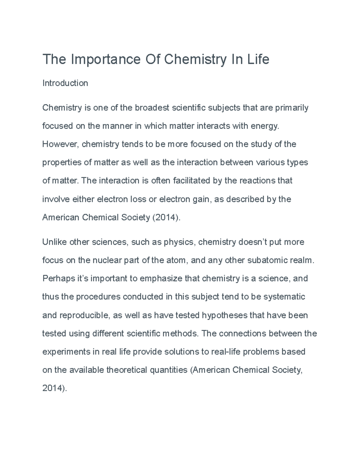 importance-of-chemistry-in-life-studocu