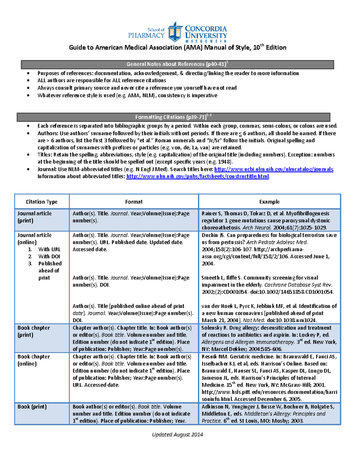 Guide to AMA Manual of Style Guide to American Medical Association