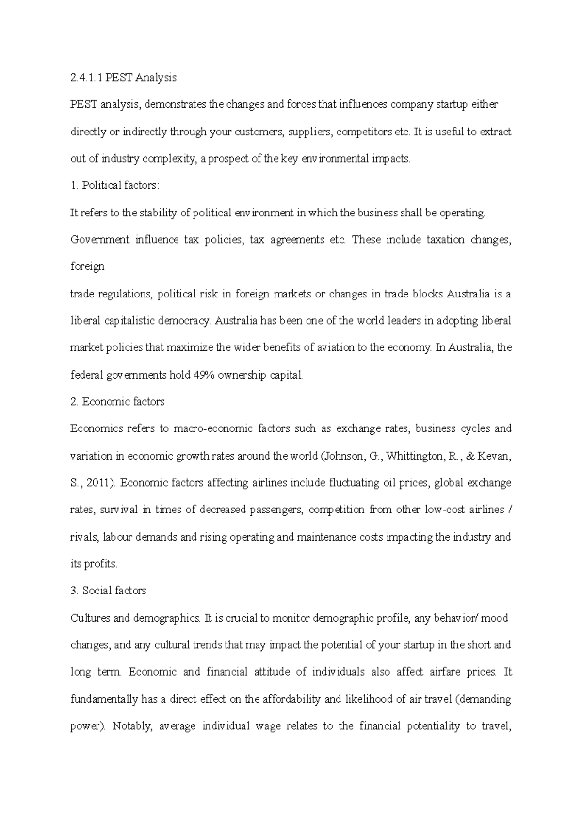 PEST Analysis - Pest notes - 2.4.1 PEST Analysis PEST analysis ...