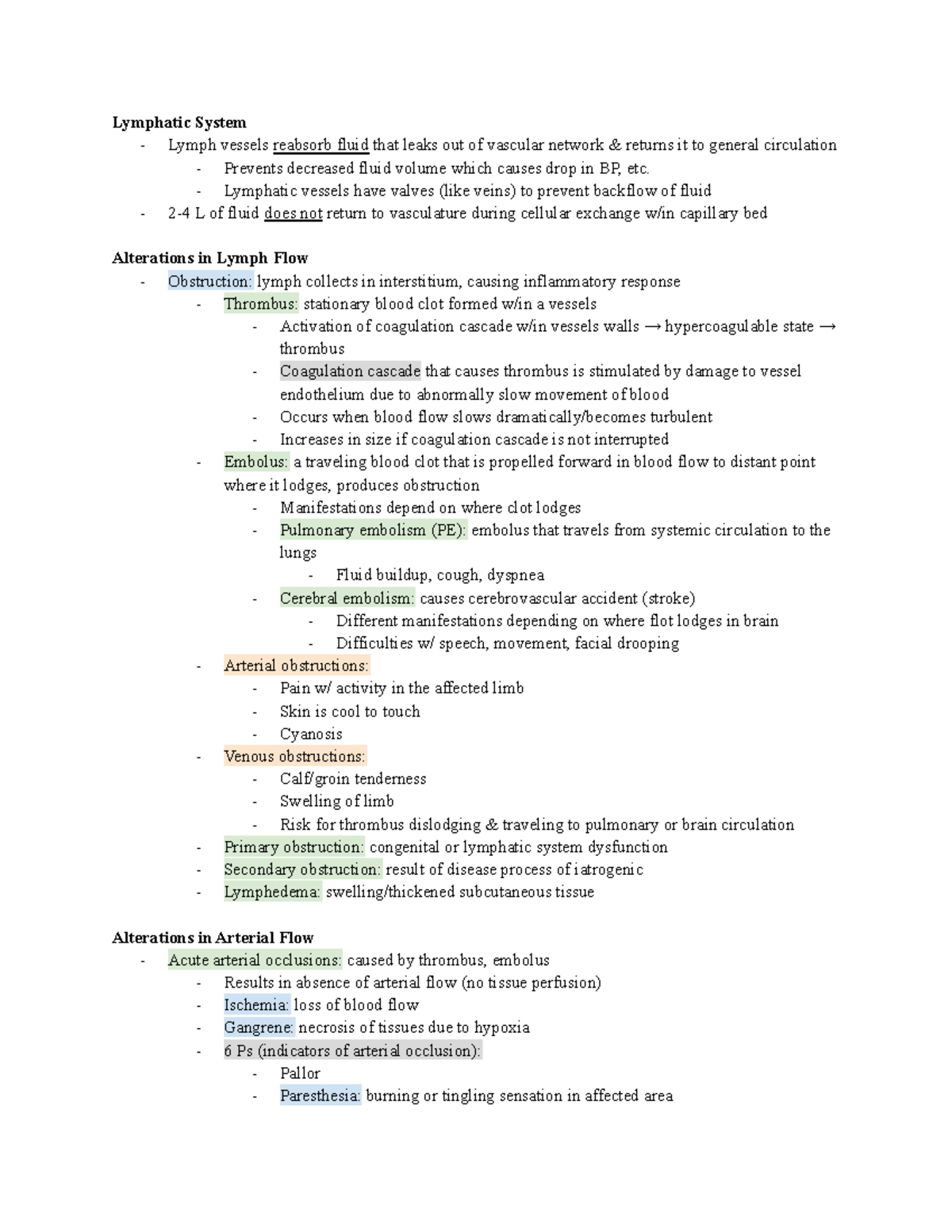 Patho wk4 Thursday Notes - Lymphatic System - Lymph vessels reabsorb ...