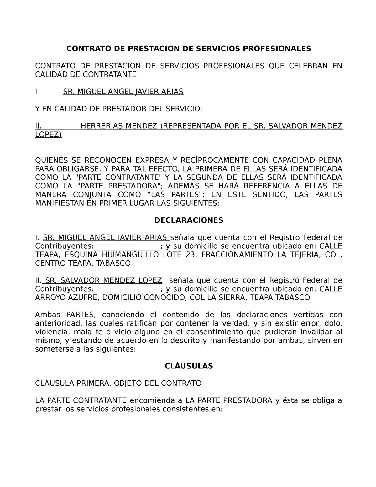 Contrato DE Prestacion DE Servicios Profesionales - CONTRATO DE PRESTACION  DE SERVICIOS - Studocu