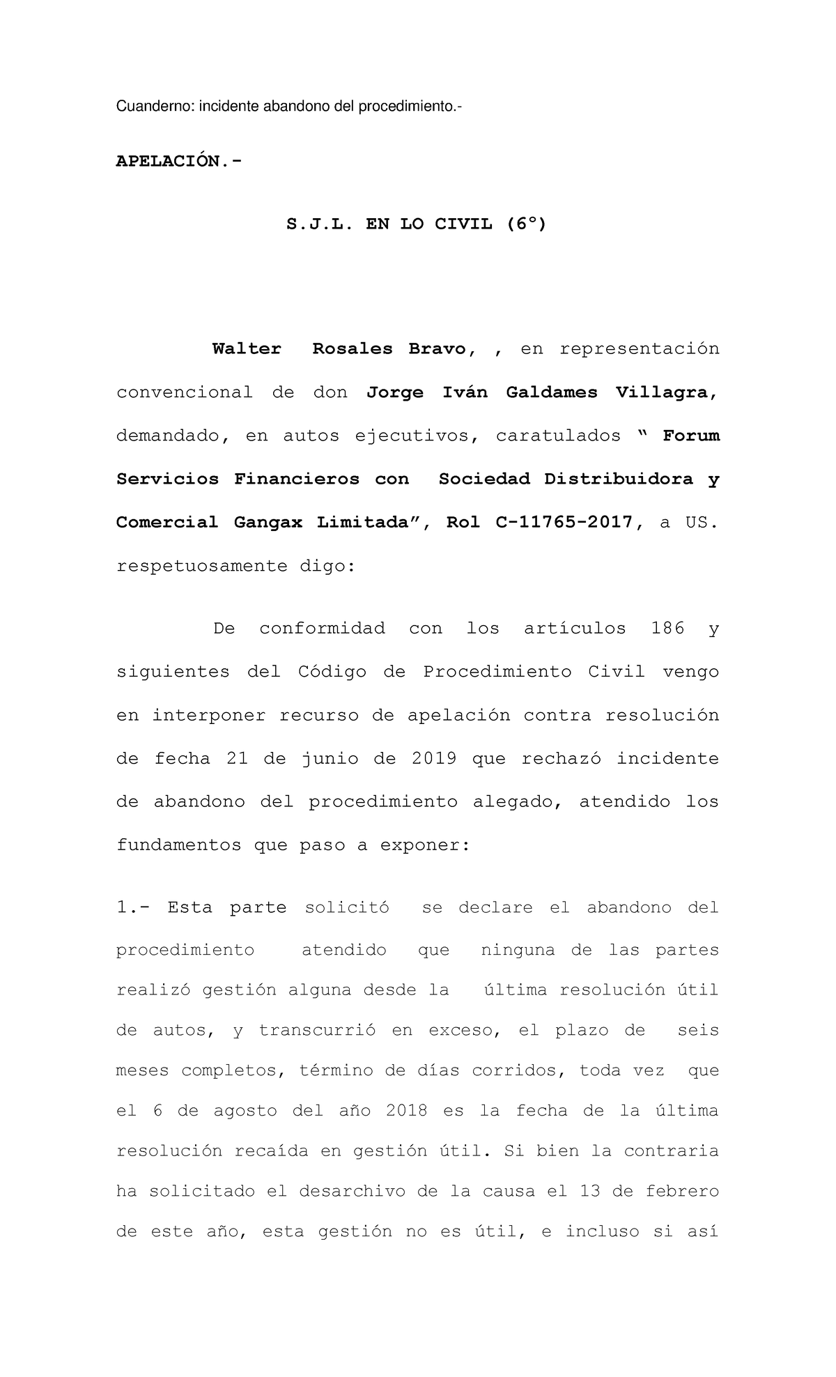 Apelacion 3 Apuntes De Recursos Cuanderno Incidente Abandono Del Procedimiento APELACIN