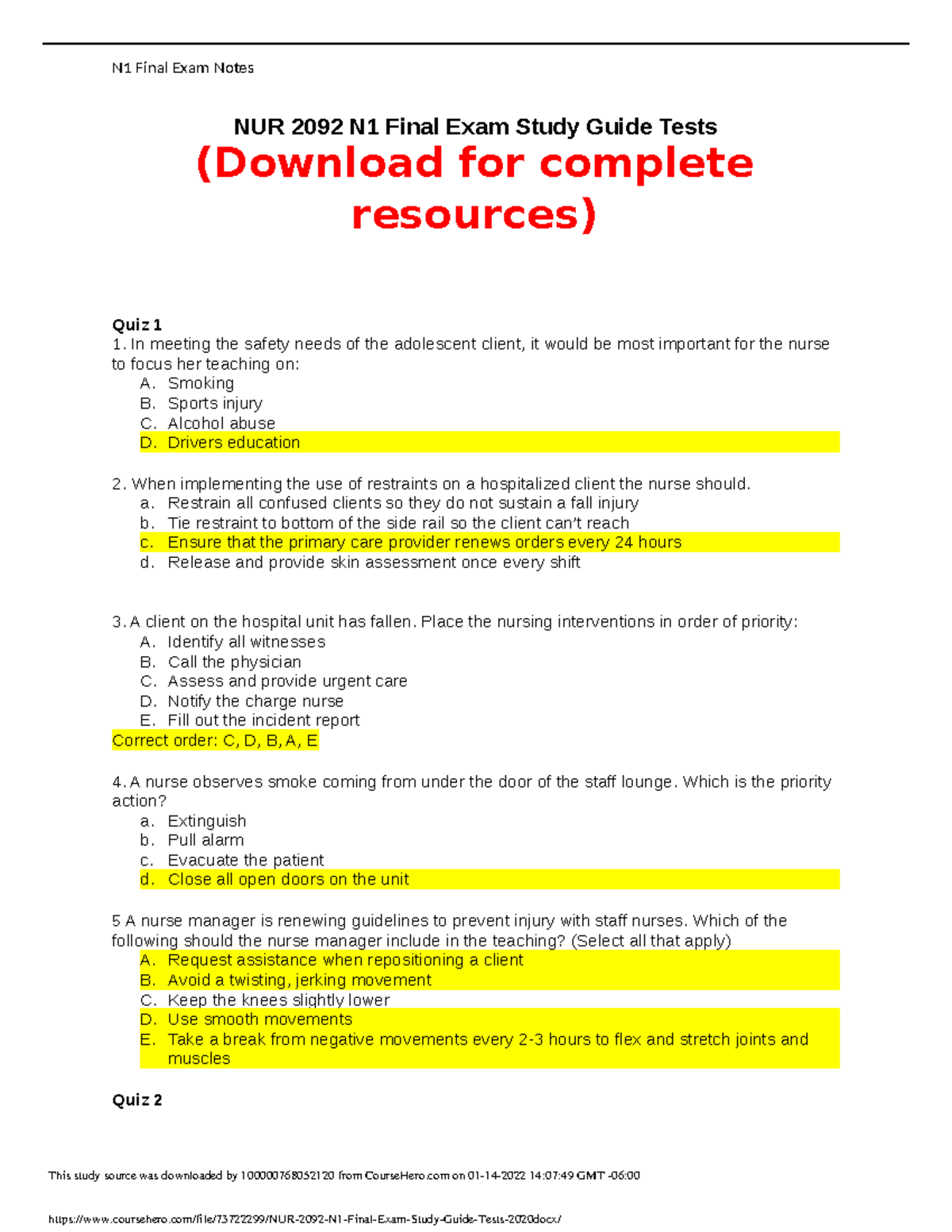 NUR 2092 N1 Final Exam Study Guide Tests 2020 .docx - NUR 2092 N1 Final ...