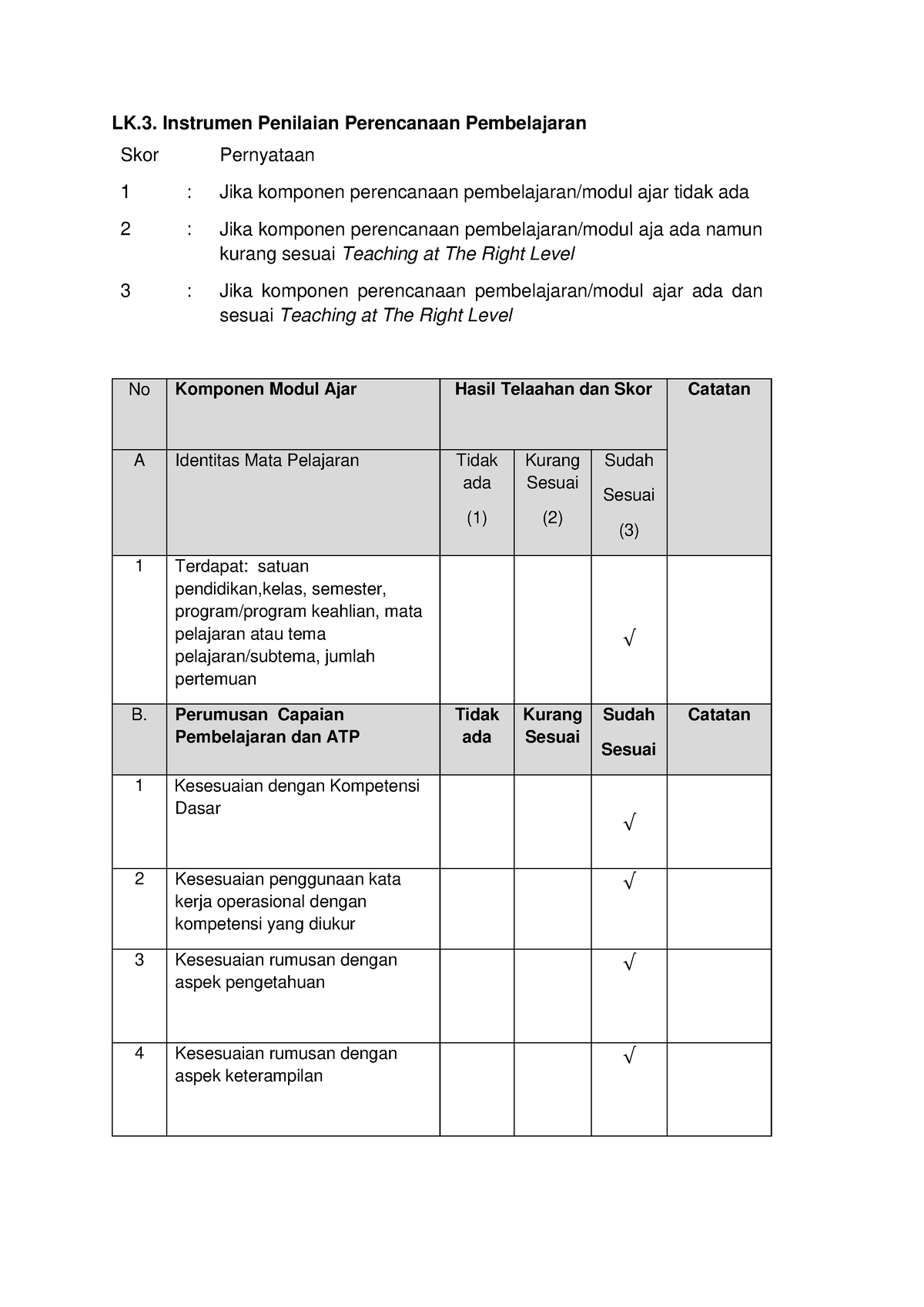 T3 Demonstrasi Kontekstual Asesmen Lk Instrumen Penilaian