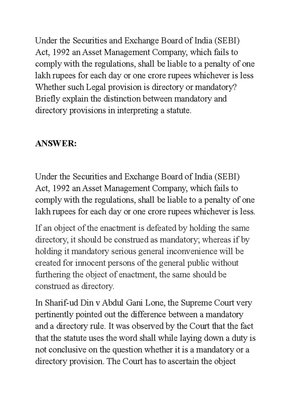 Interpretation of Statutes Tutorial Under the Securities and Exchange