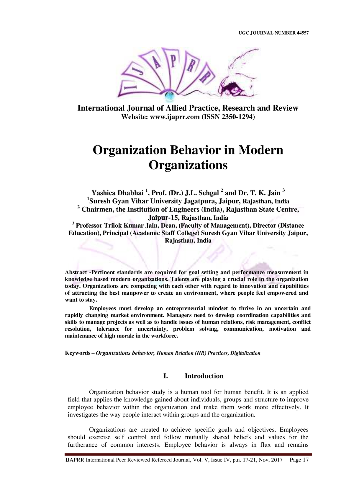 Organization Behavior In Modern Organiza - International Journal Of ...