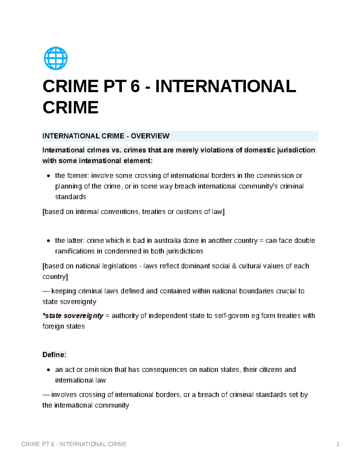 international crime essay questions