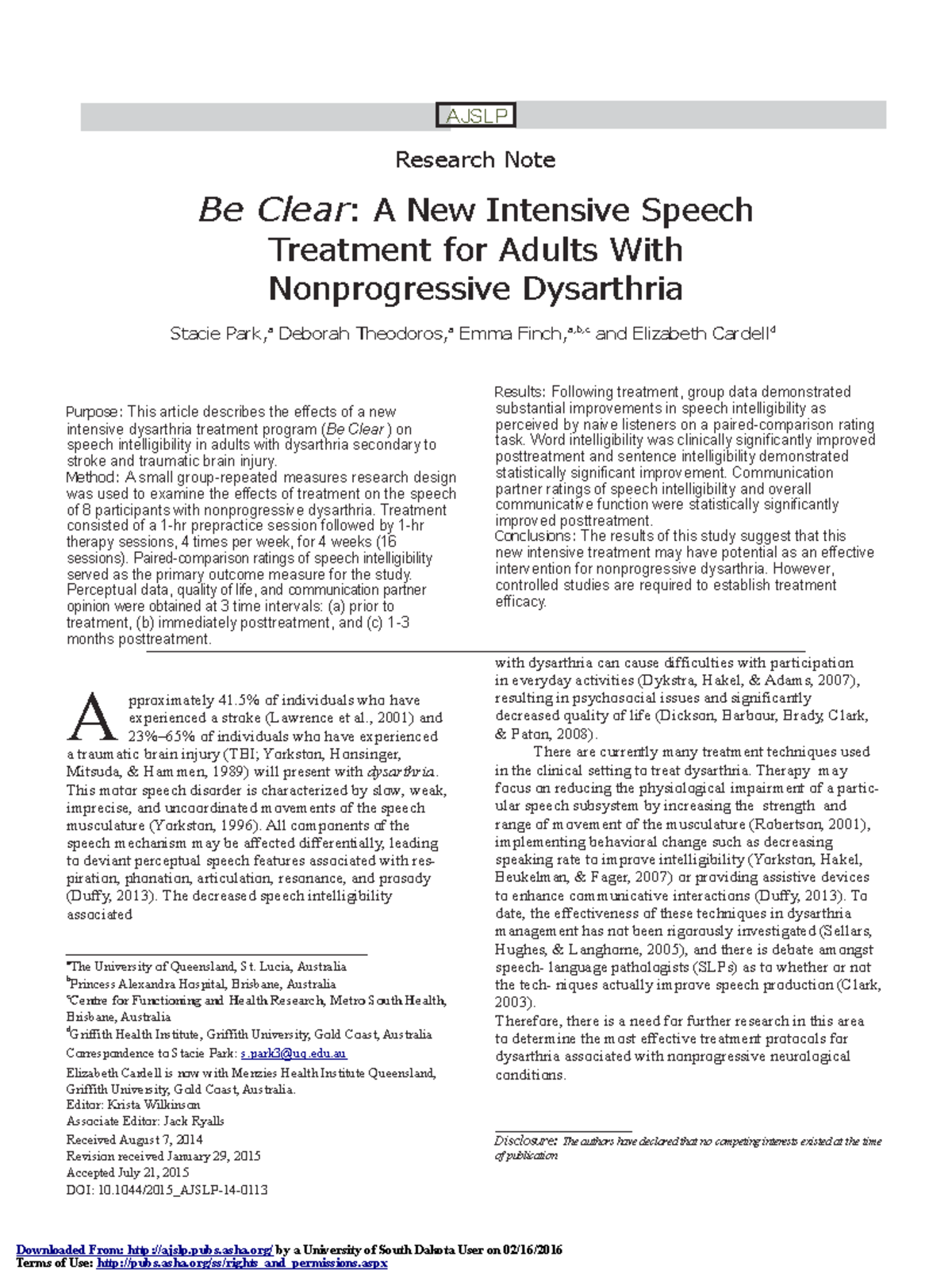 Be clear program - prueba - Downloaded From: ajslp.pubs.asha/ by a ...