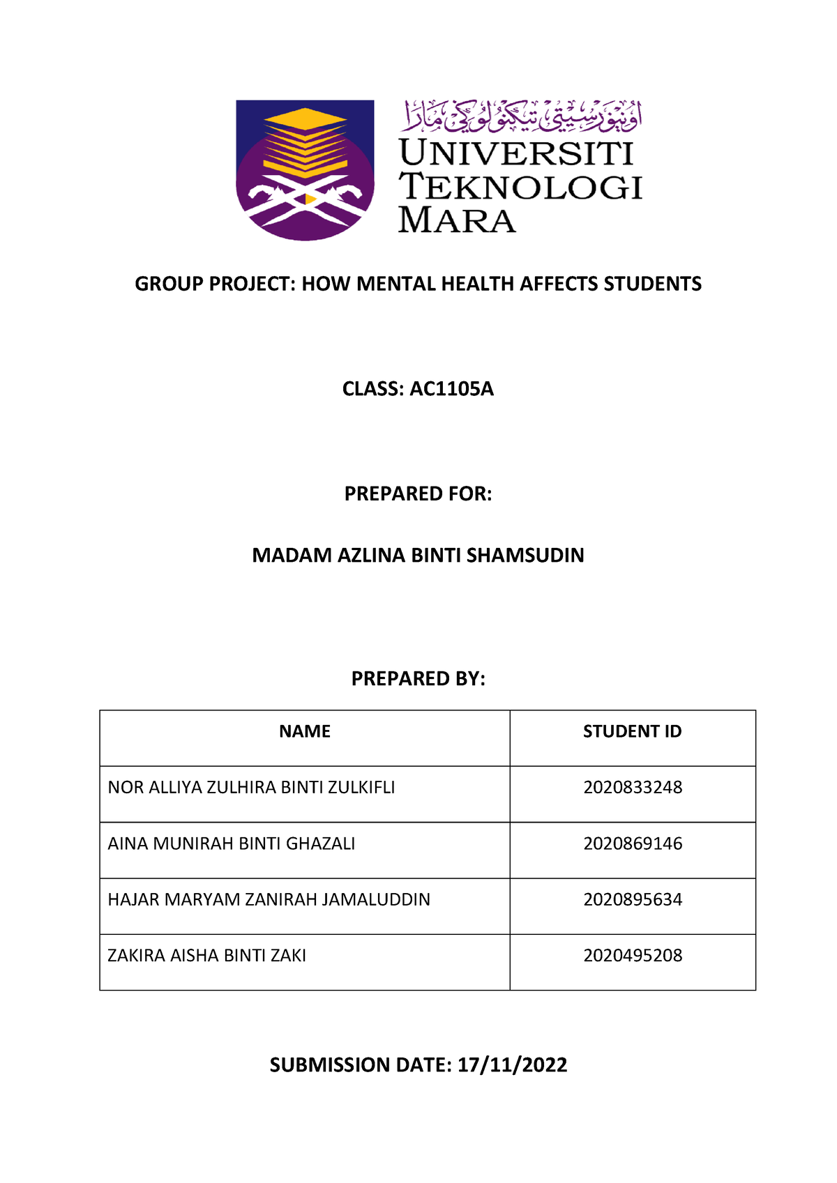 contoh report assignment mgt 269