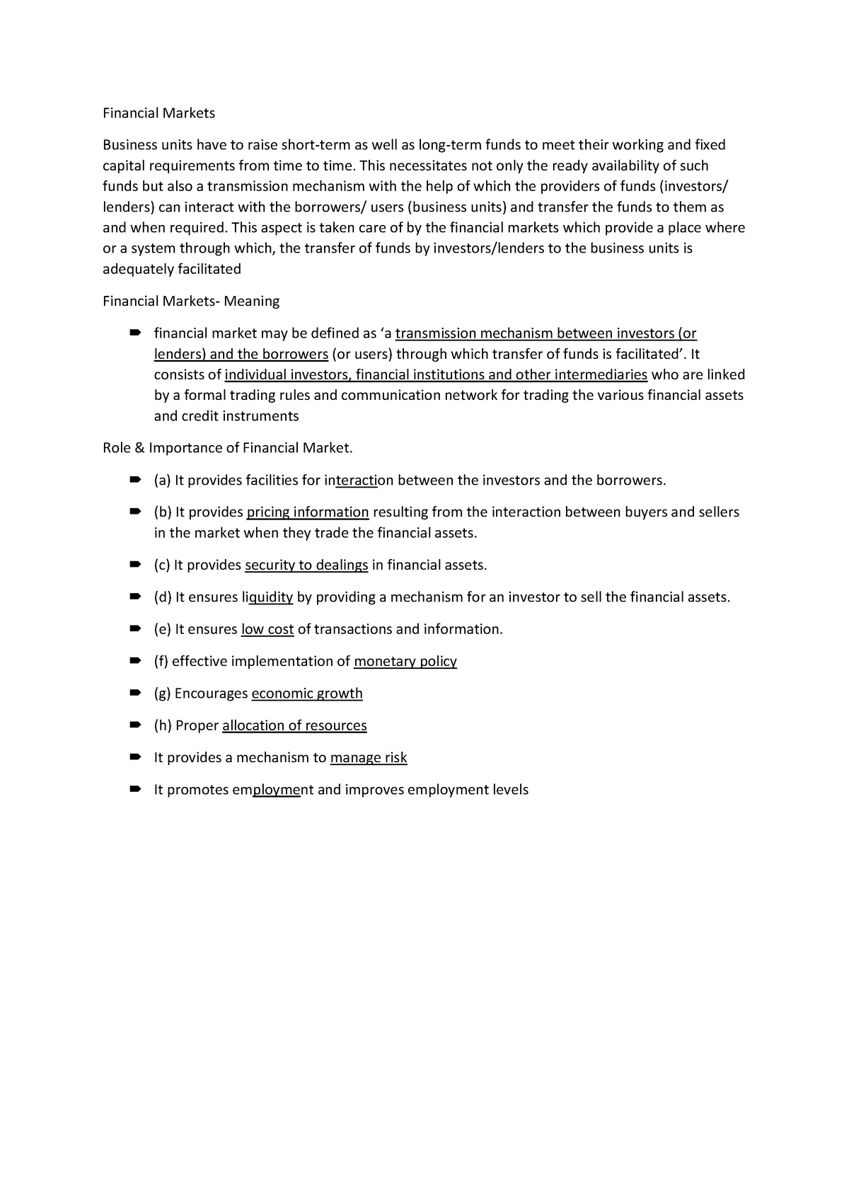 Financial Markets - Lecture Notes - Financial Markets Business Units ...