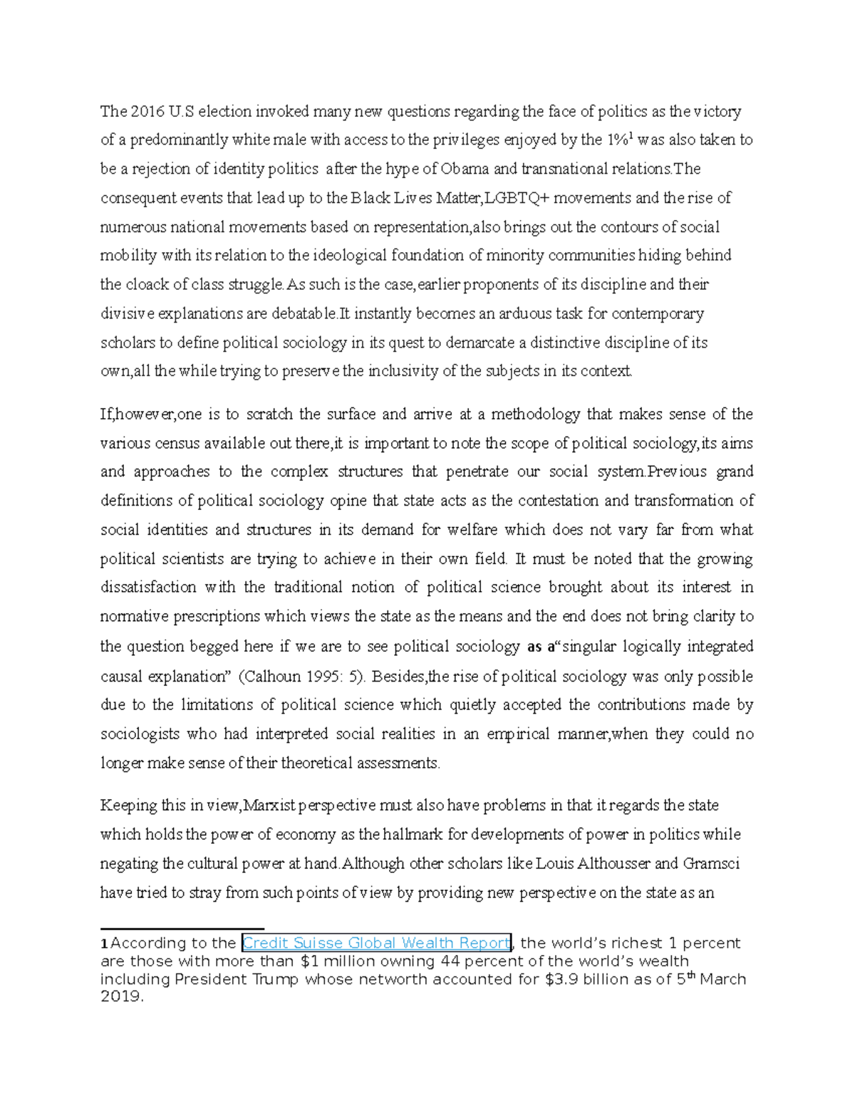 Assignment FOR Political Sociology The 2016 U S Election Invoked Many 