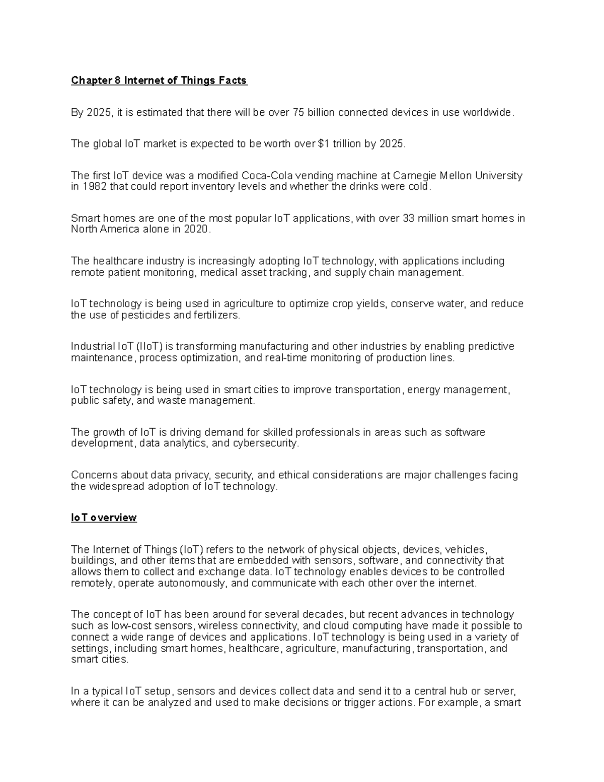 Chapter 8 Internet of Things Facts - The global IoT market is expected ...