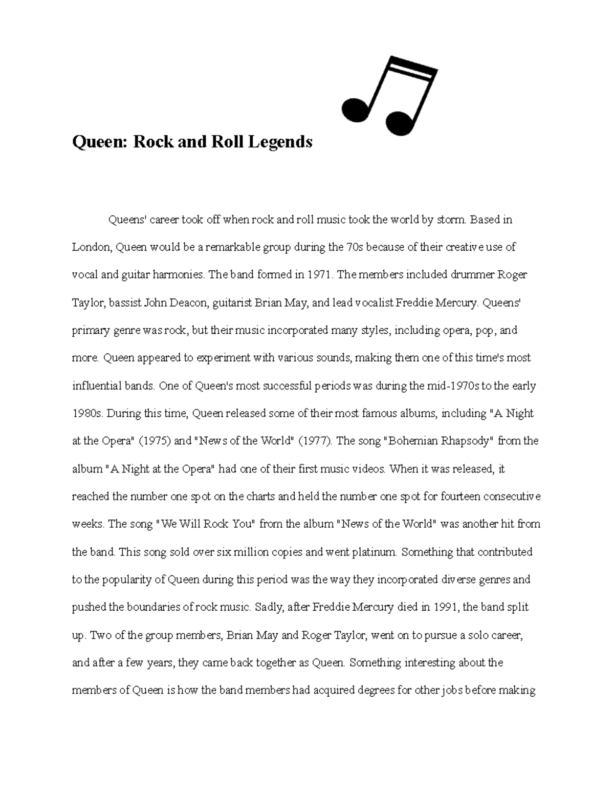 Biography of Queen - Queen: Rock and Roll Legends Queens' career took ...