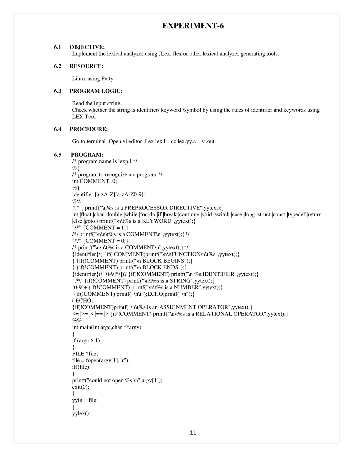 write-a-c-program-for-constructing-of-ll-parsing-11-experiment-6